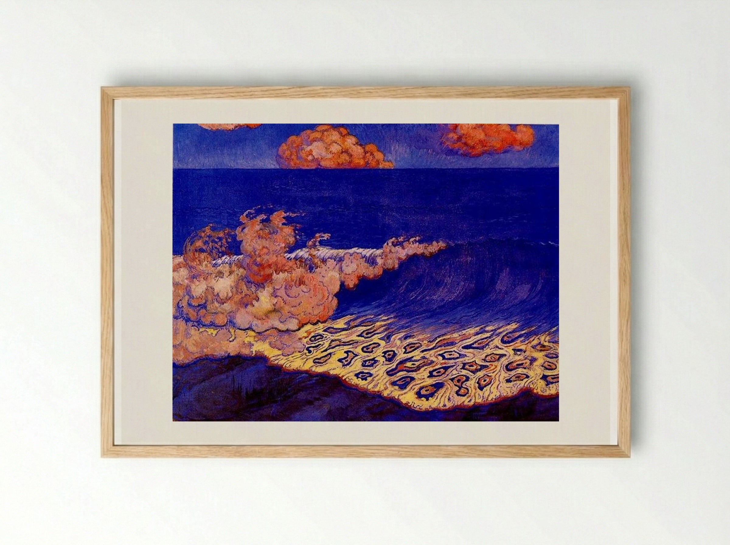 Blue Seascape, Wave Effect - Georges Lacombe - Framed Print Wood