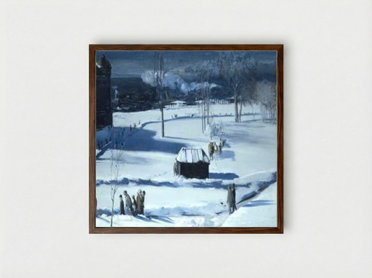 Blue Snow, The Battery - George Bellows - Framed Print Dark Wood