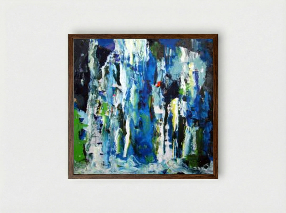 Blue Waterfall - Romul Nutiu - Framed Print Dark Wood