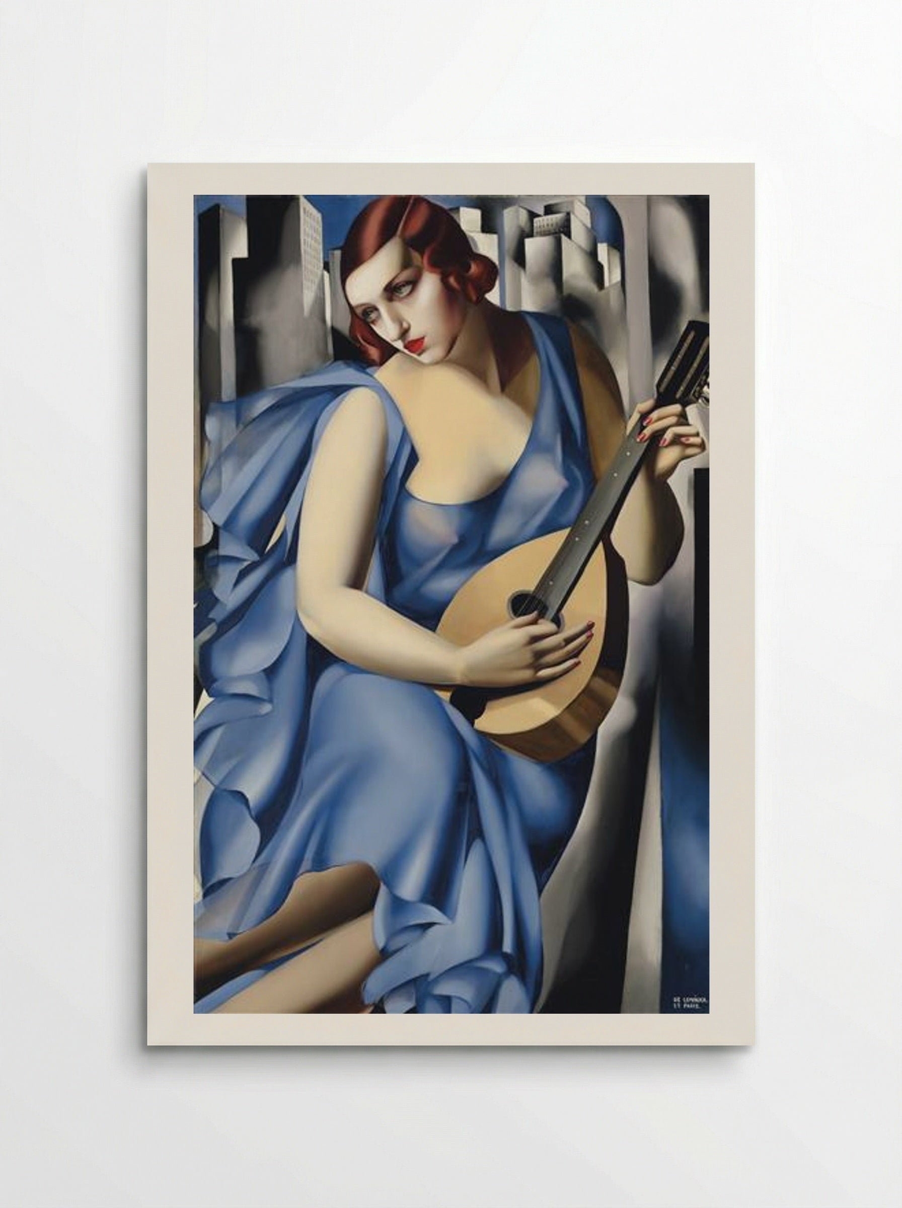 Blue Woman with a Guitar - Tamara de Lempicka - Poster
