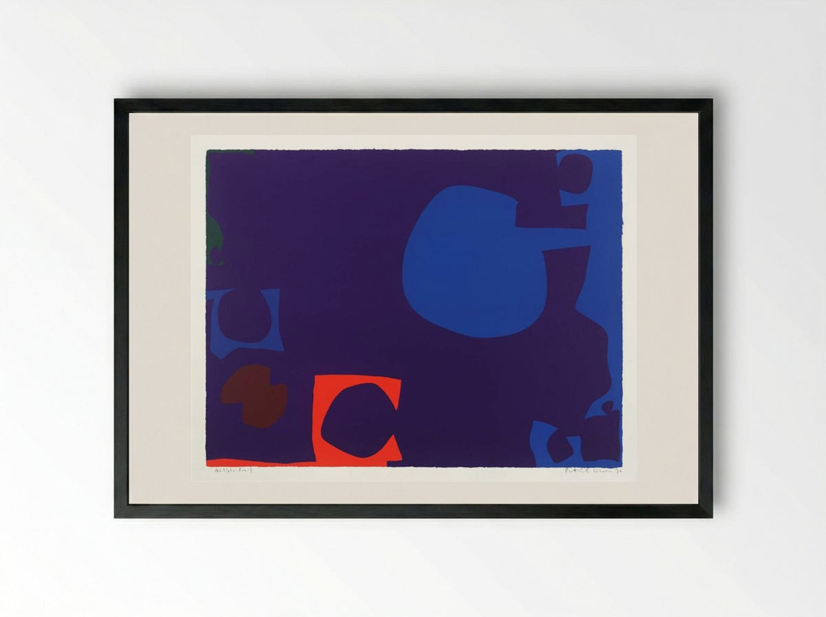 Blue and Deep Violet with Orange, Brown and Green - Patrick Heron - Framed Print Black