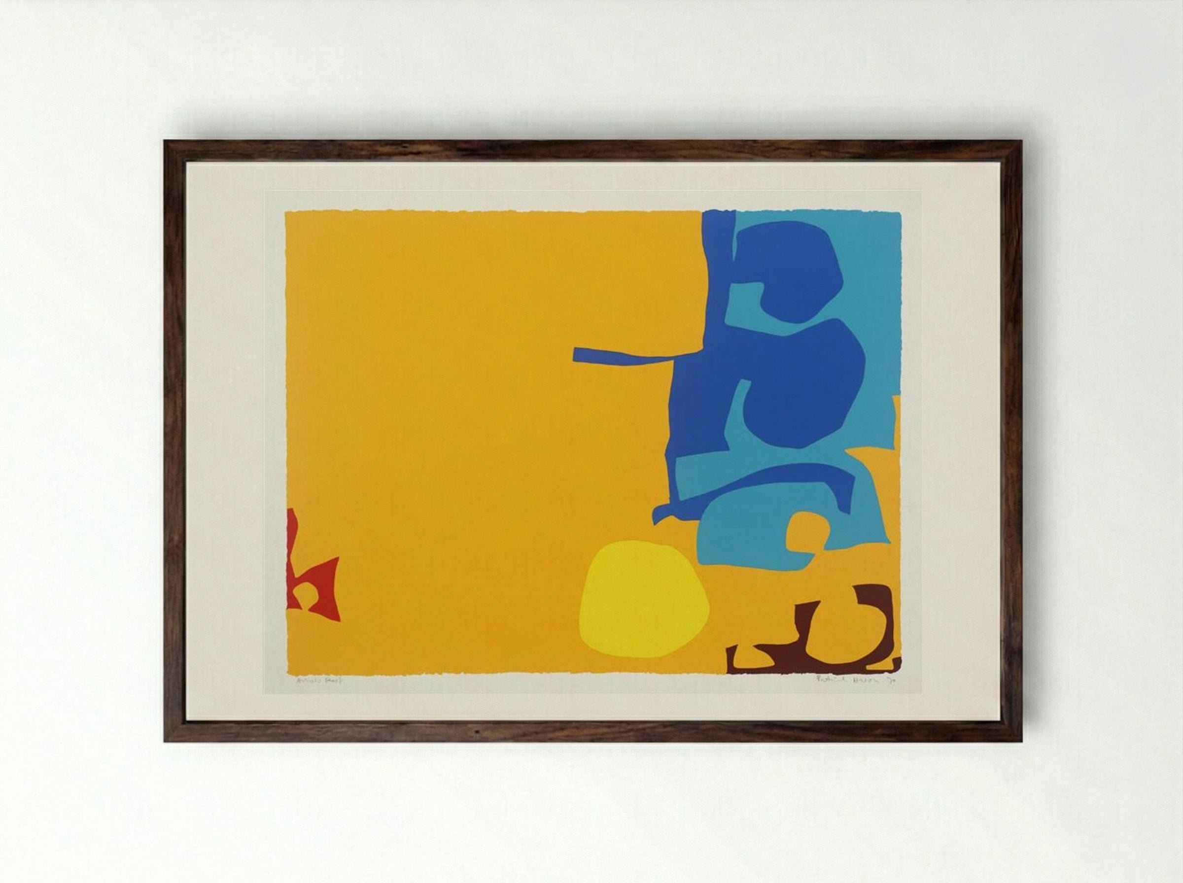 Blues Dovetailed in Yellow - Patrick Heron - Framed Print Dark Wood