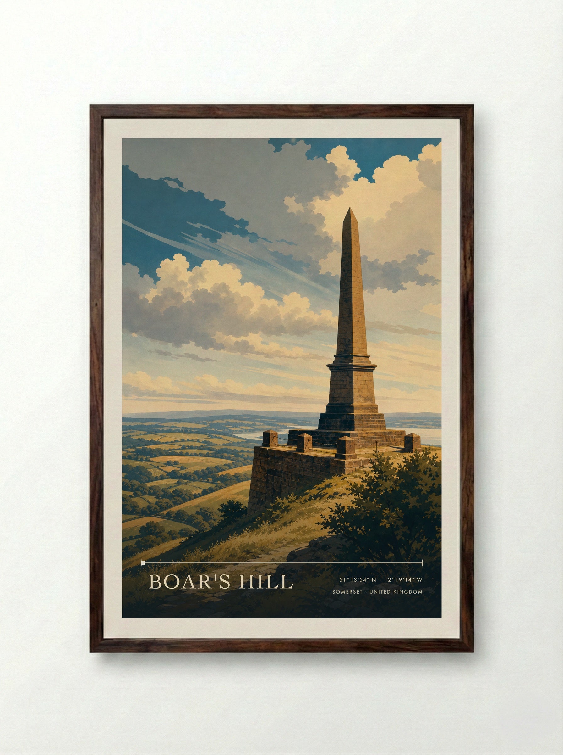 Boar's Hill Somerset United Kingdom Travel Poster - Framed Print Dark Wood