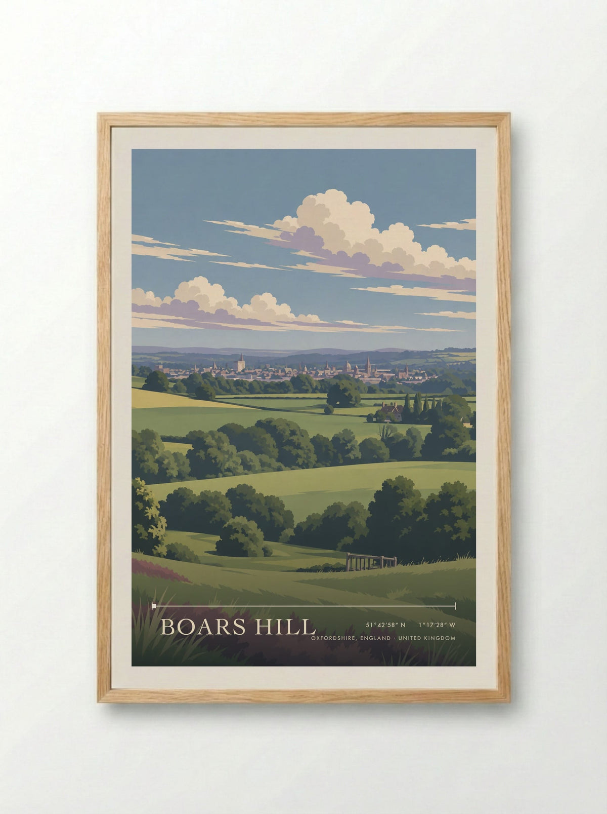 Boars Hill, Oxfordshire, England | Travel Poster - Framed Print Wood