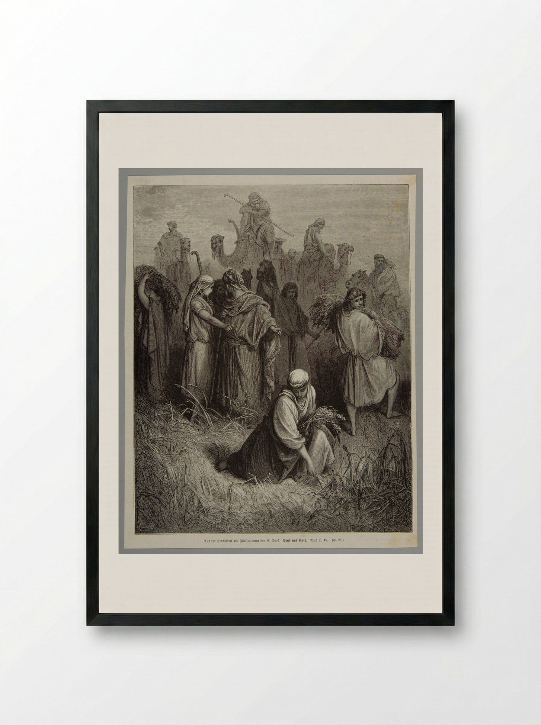 Boas and Ruth - Adolph-François Pannemaker - Framed Print Black