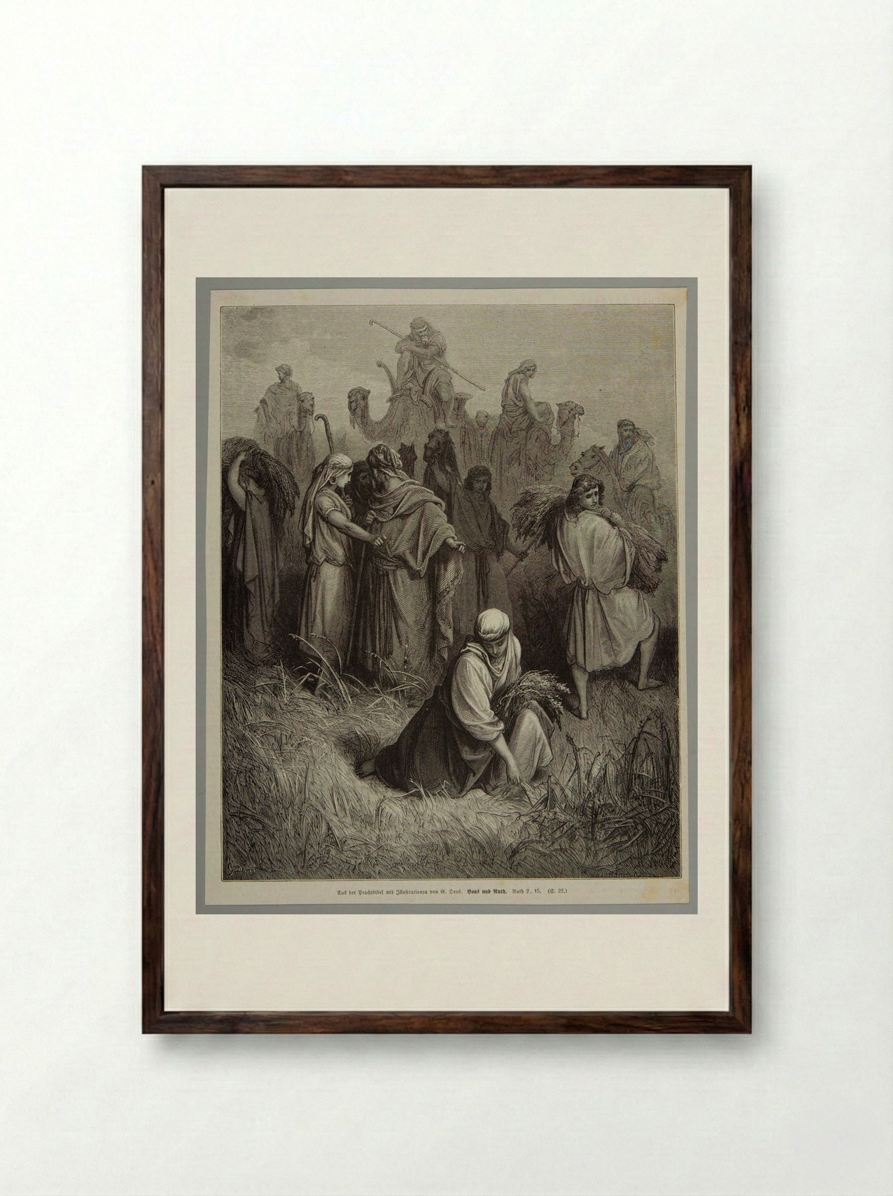 Boas and Ruth - Adolph-François Pannemaker - Framed Print Dark Wood