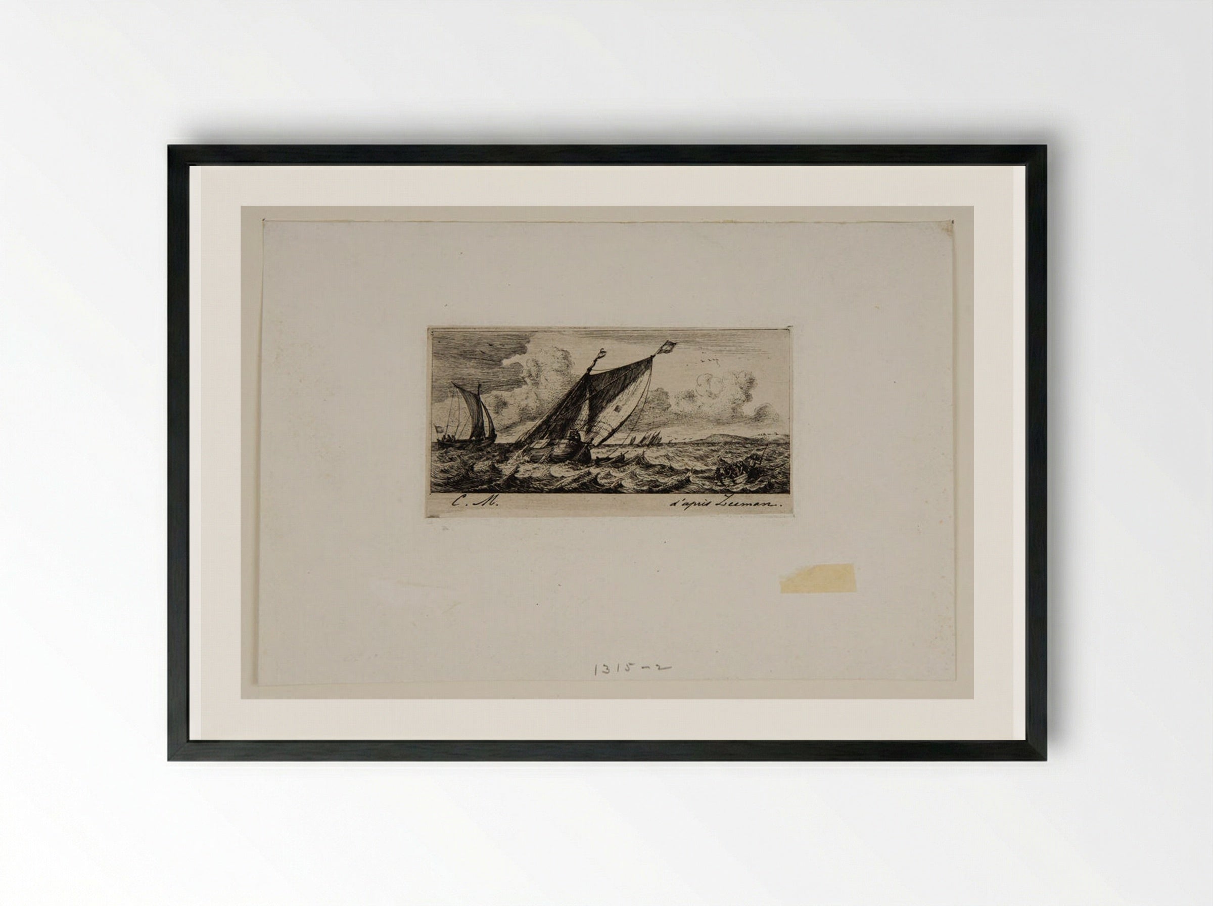 Boat from Harlem to Amsterdam - Charles Meryon - Framed Print Black