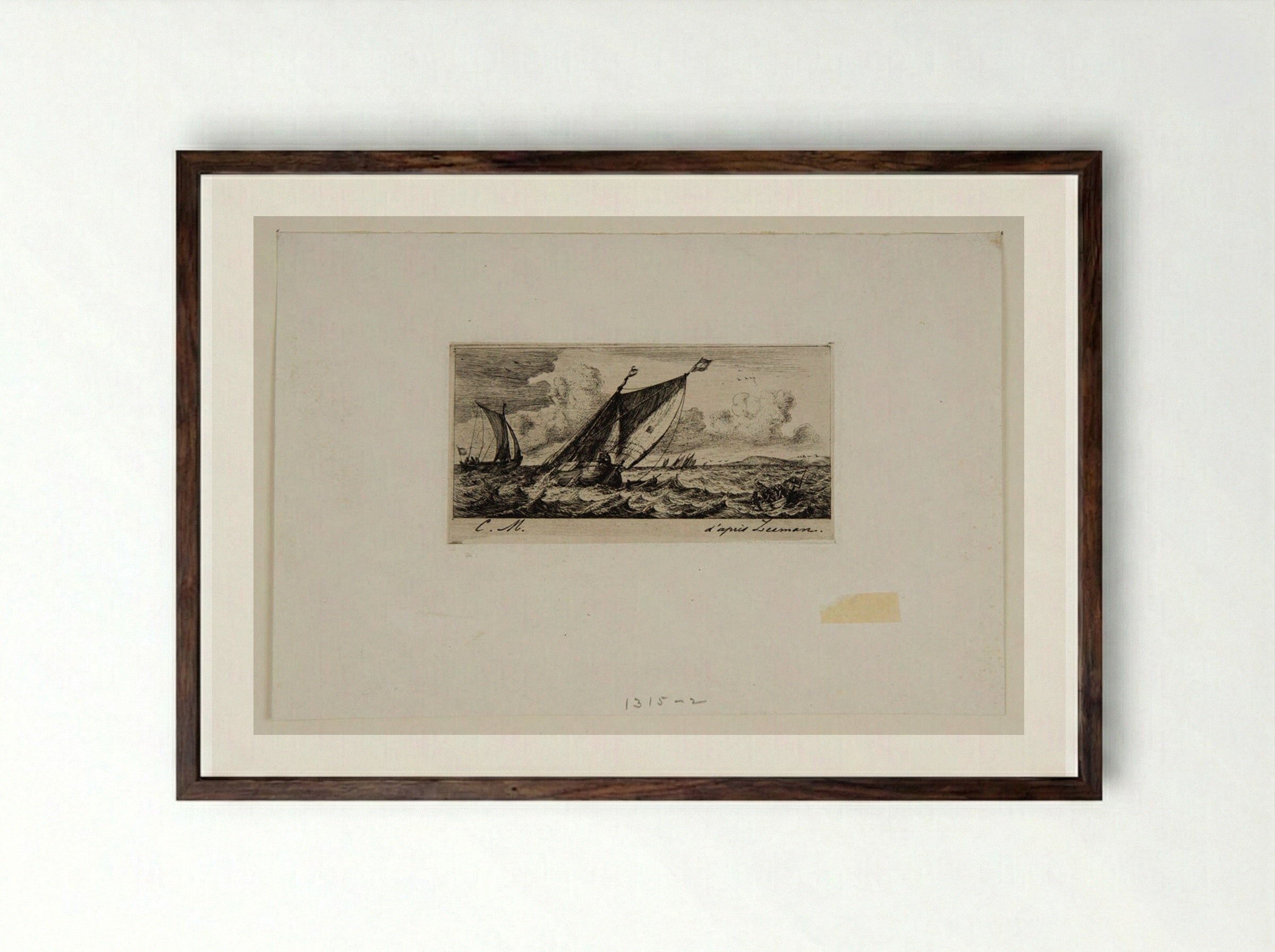 Boat from Harlem to Amsterdam - Charles Meryon - Framed Print Dark Wood