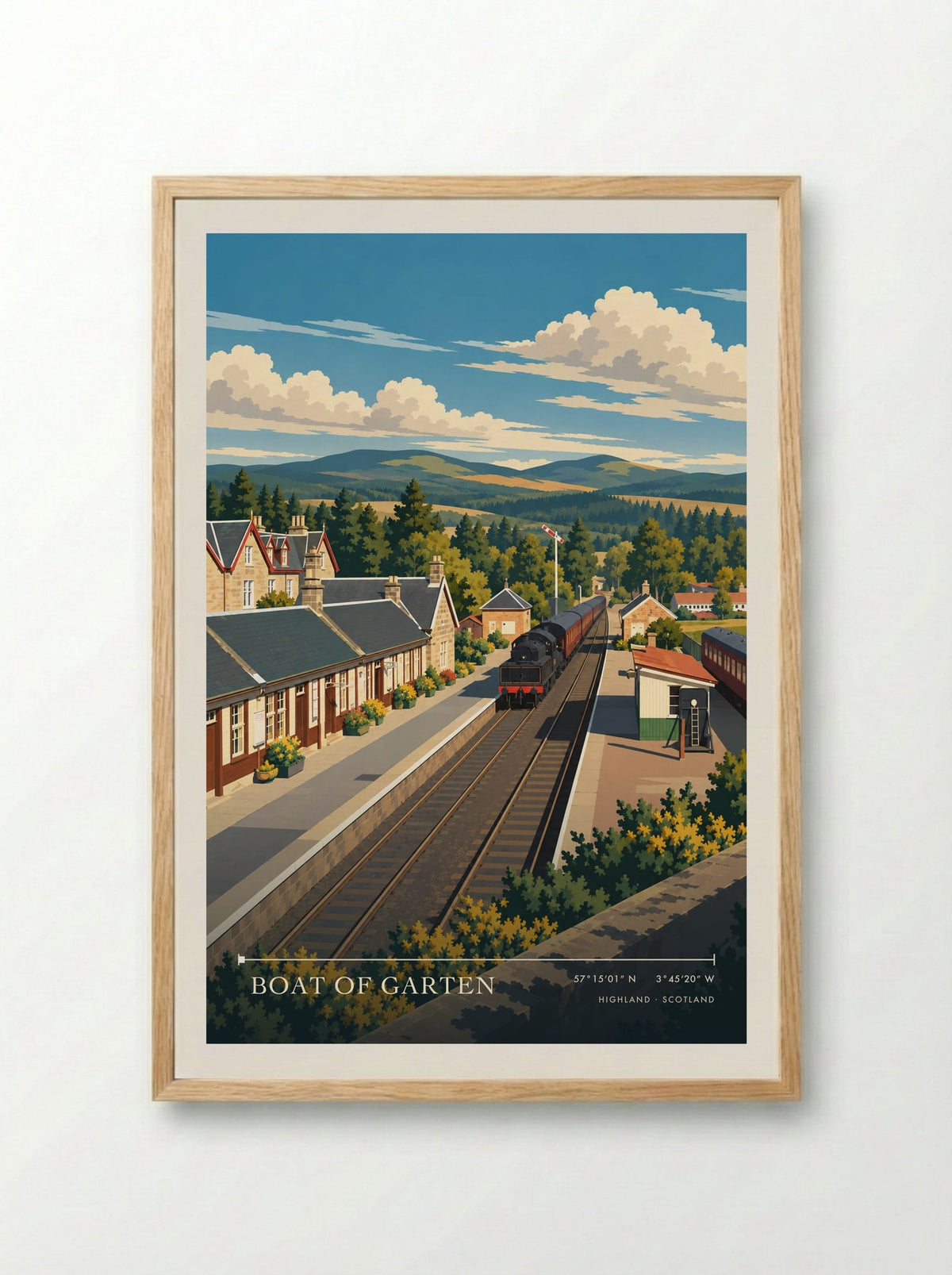 Boat of Garten, Highland | Travel Poster - Framed Print Wood