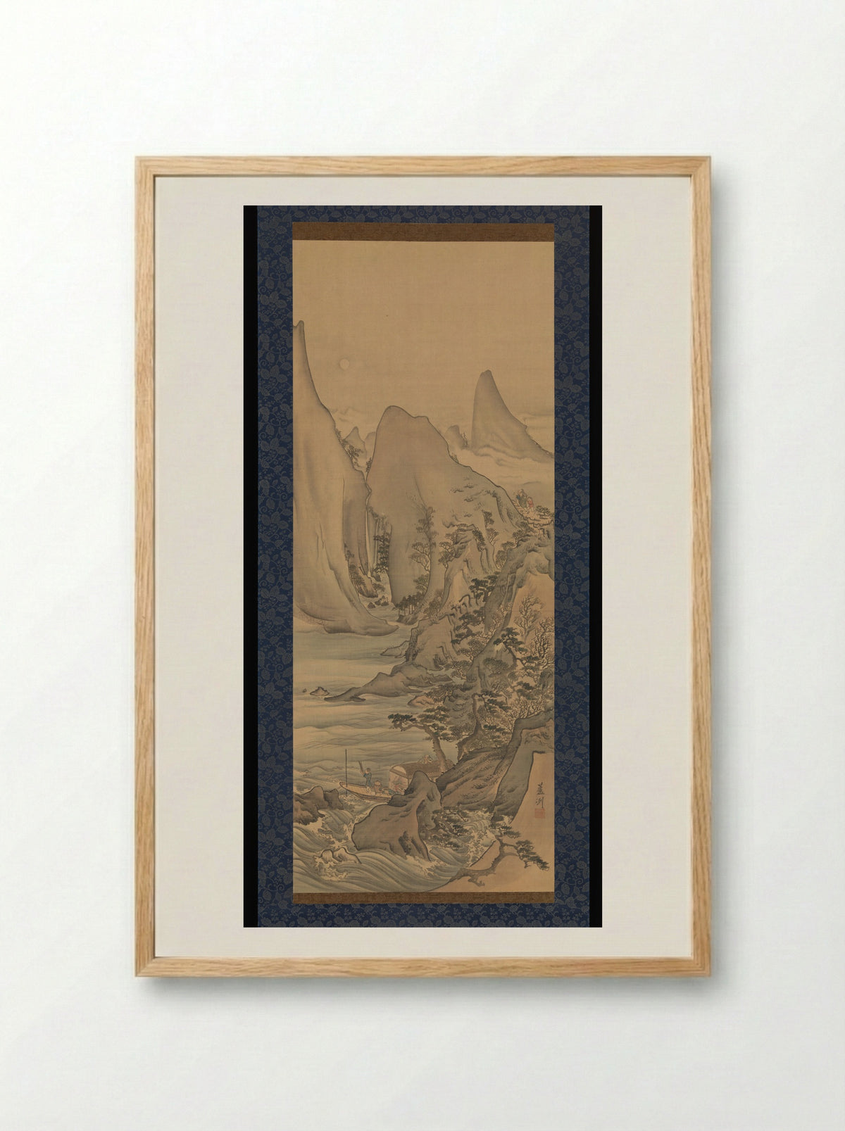 Boat under the Moon - Nagasawa Roshū - Framed Print Wood