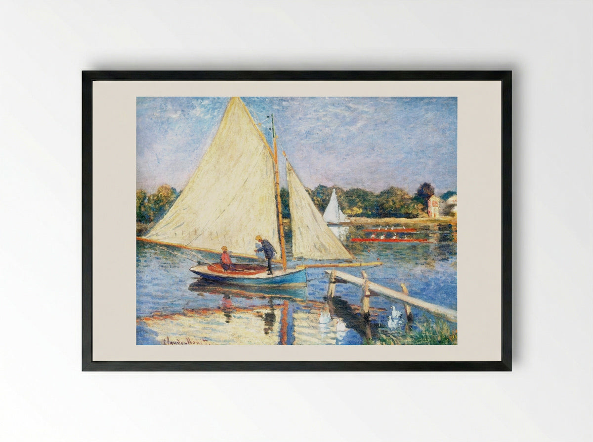 Boaters at Argenteuil - Claude Monet - Framed Print Black