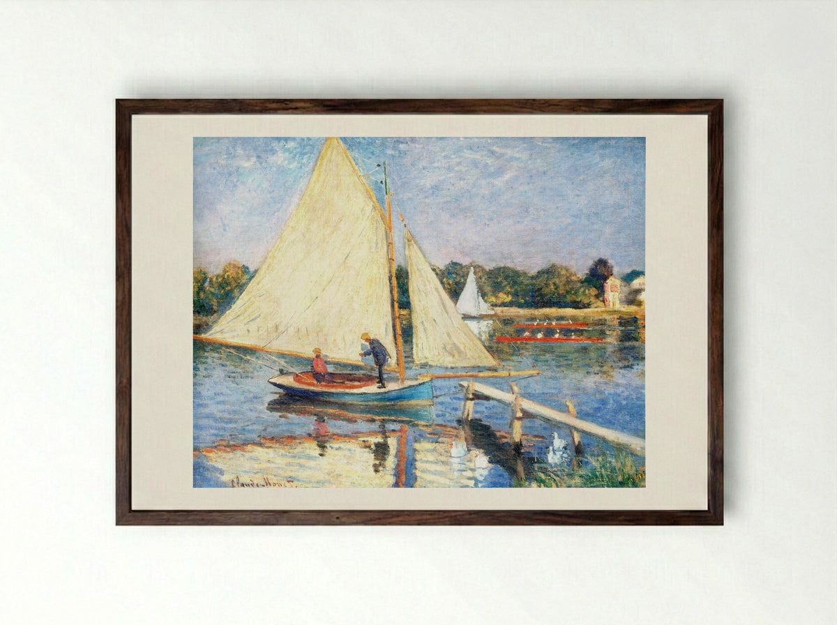 Boaters at Argenteuil - Claude Monet - Framed Print Dark Wood