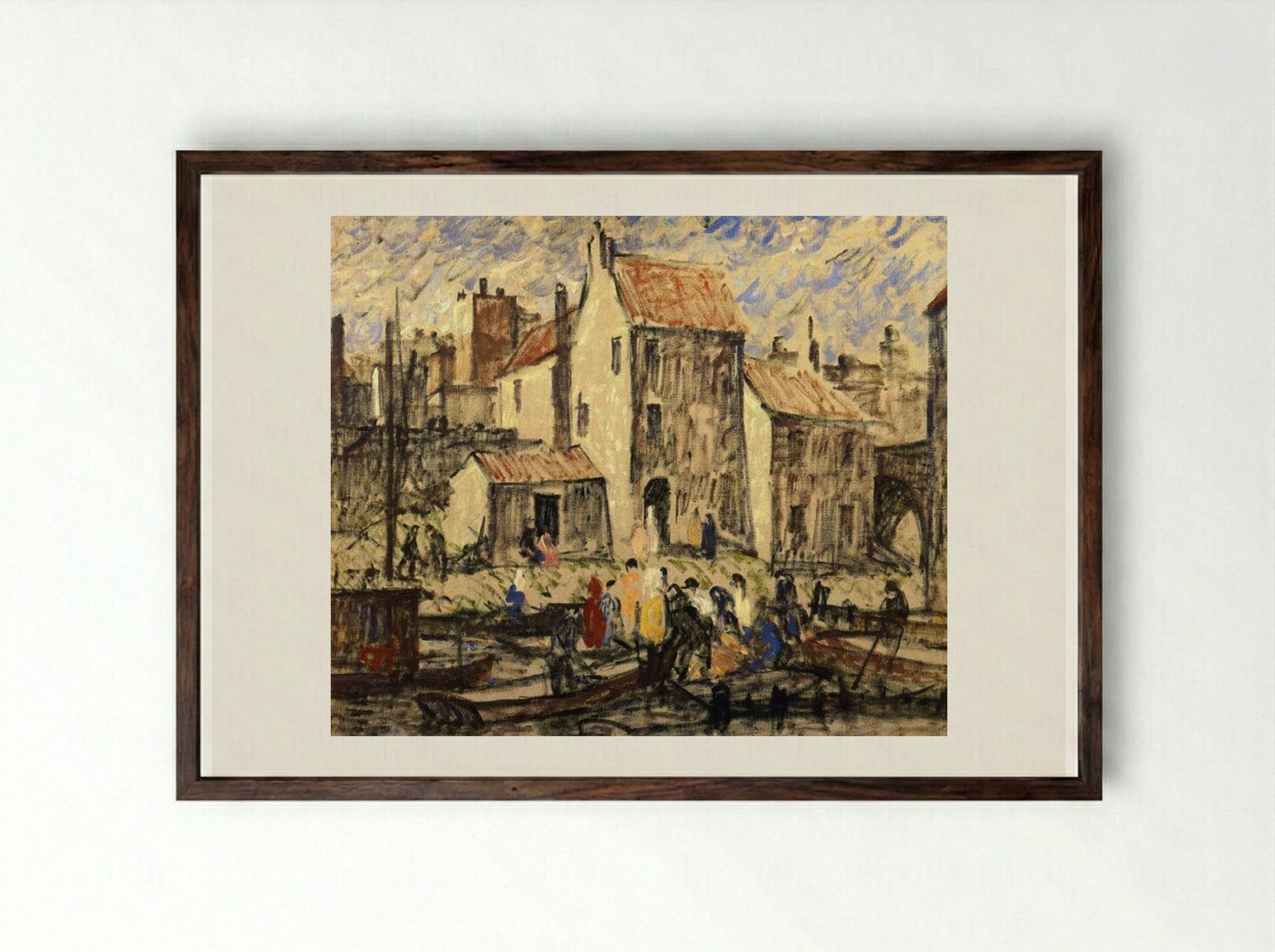 Boating Party - Robert Spencer - Framed Print Dark Wood