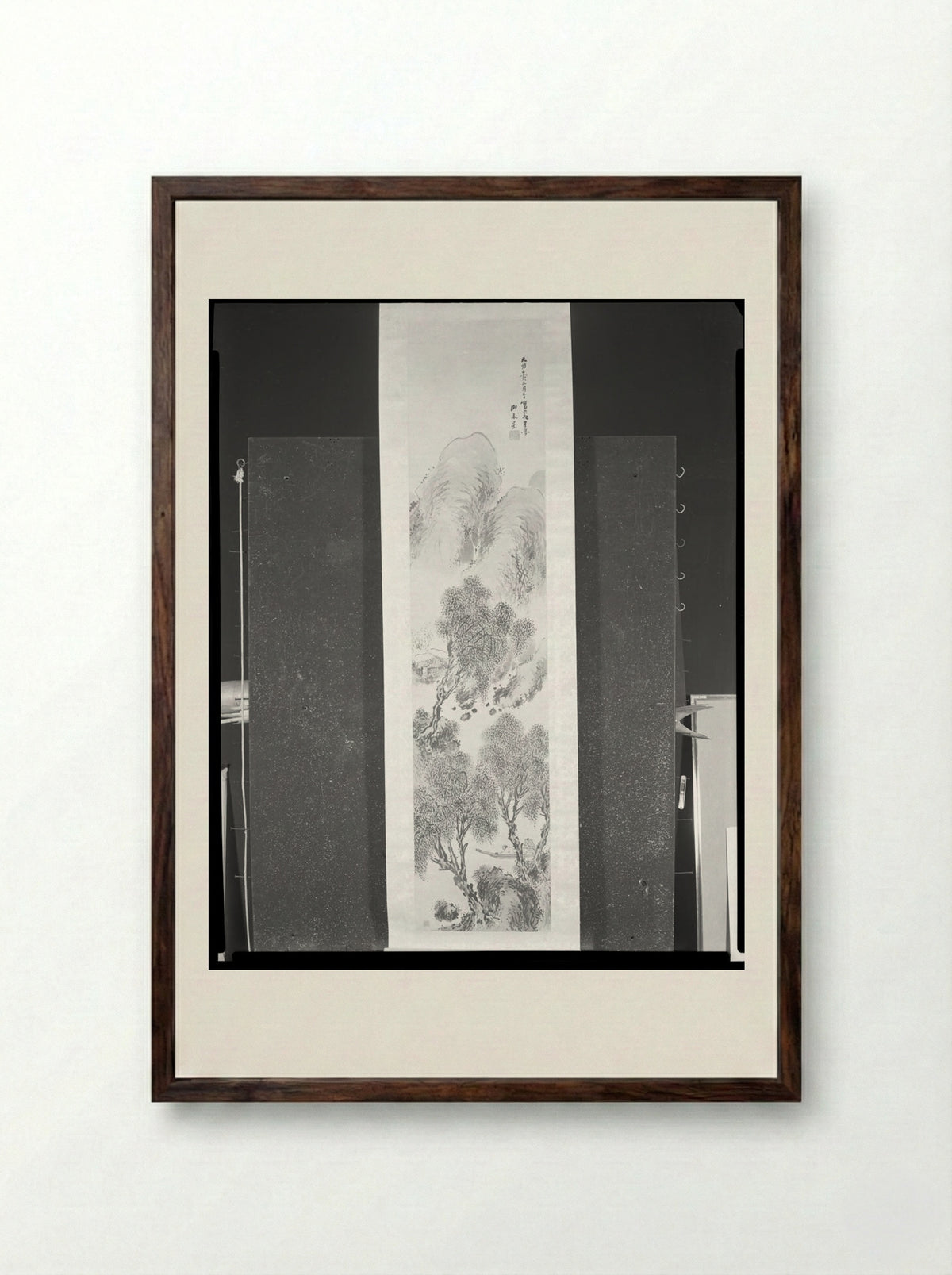 Boating Under Willow Trees - Yosa Buson - Framed Print Dark Wood