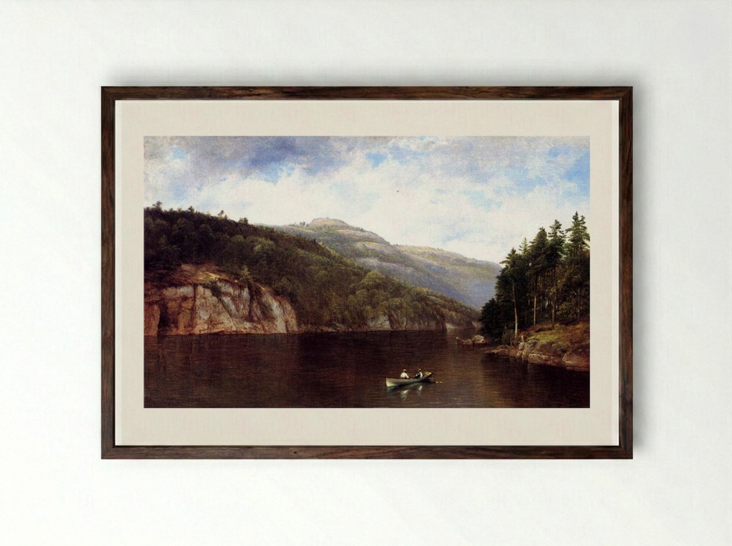 Boating on Lake George - David Johnson - Framed Print Dark Wood