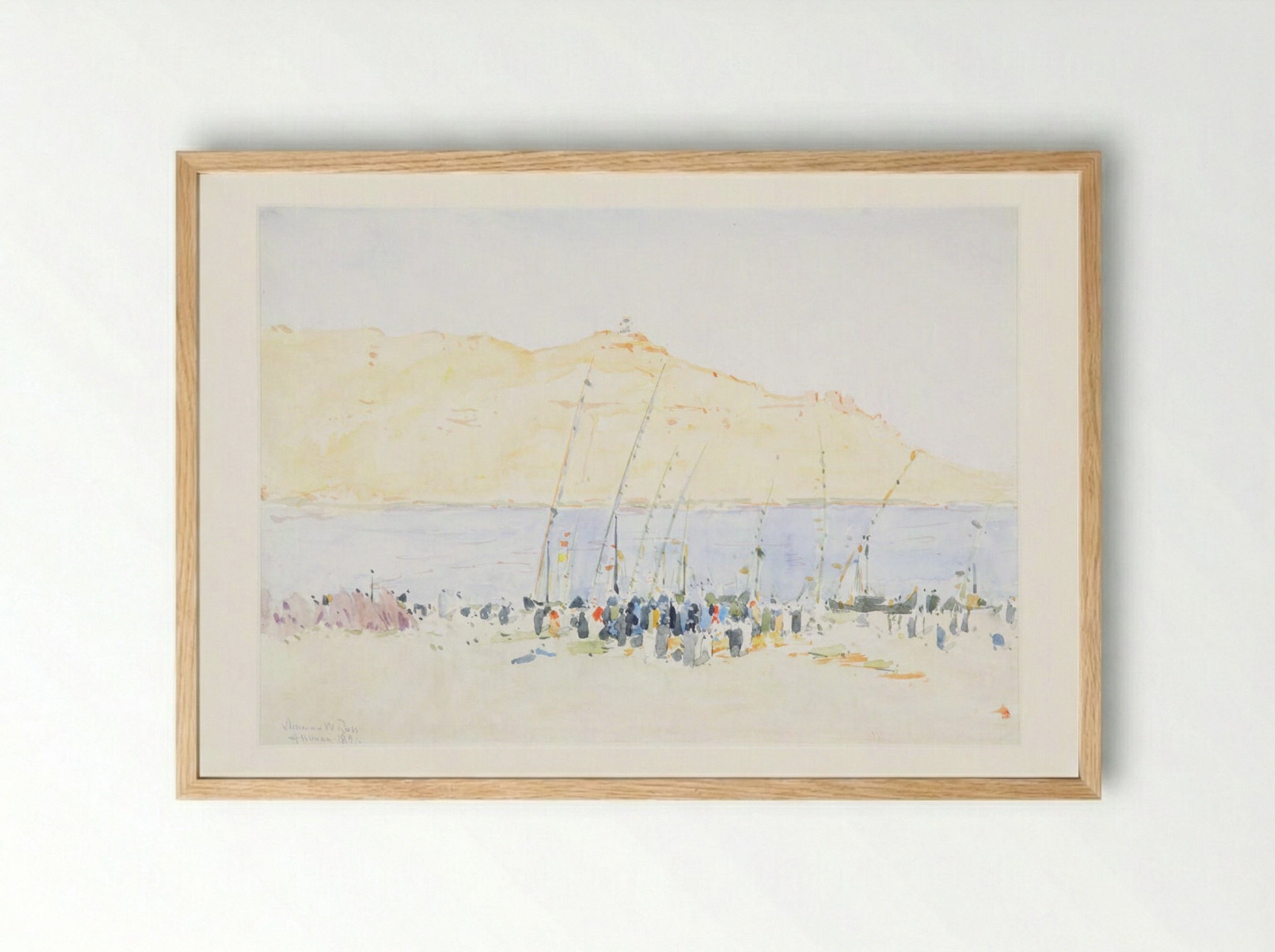 Boats and Crowd at Assouan, Egypt - Denman Waldo Ross - Framed Print Wood