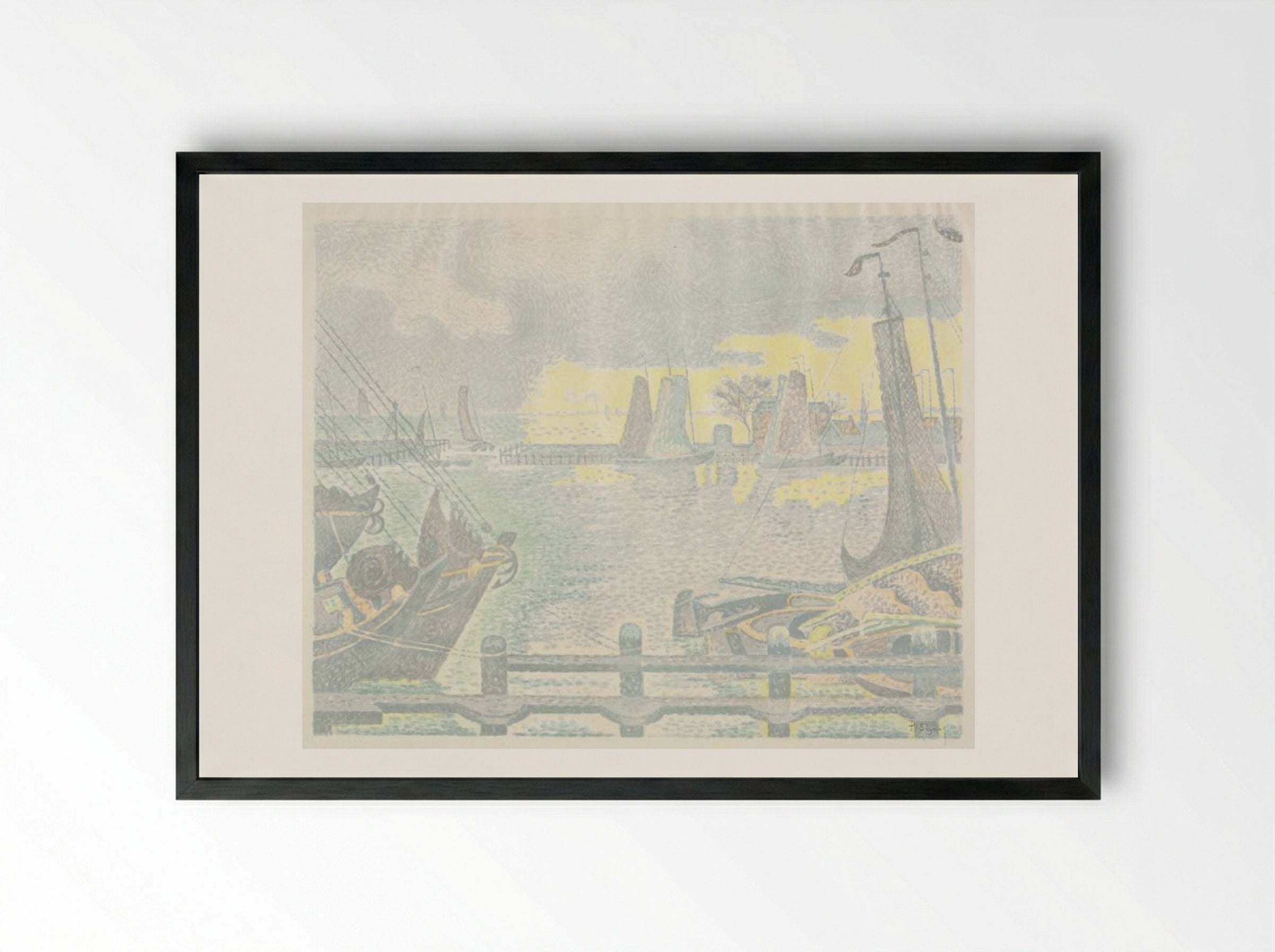 Boats at Flushing - Paul Signac - Framed Print Black