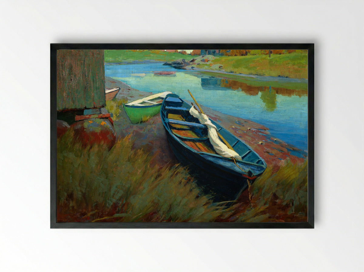 Boats at Rest - Arthur Wesley Dow - Framed Print Black