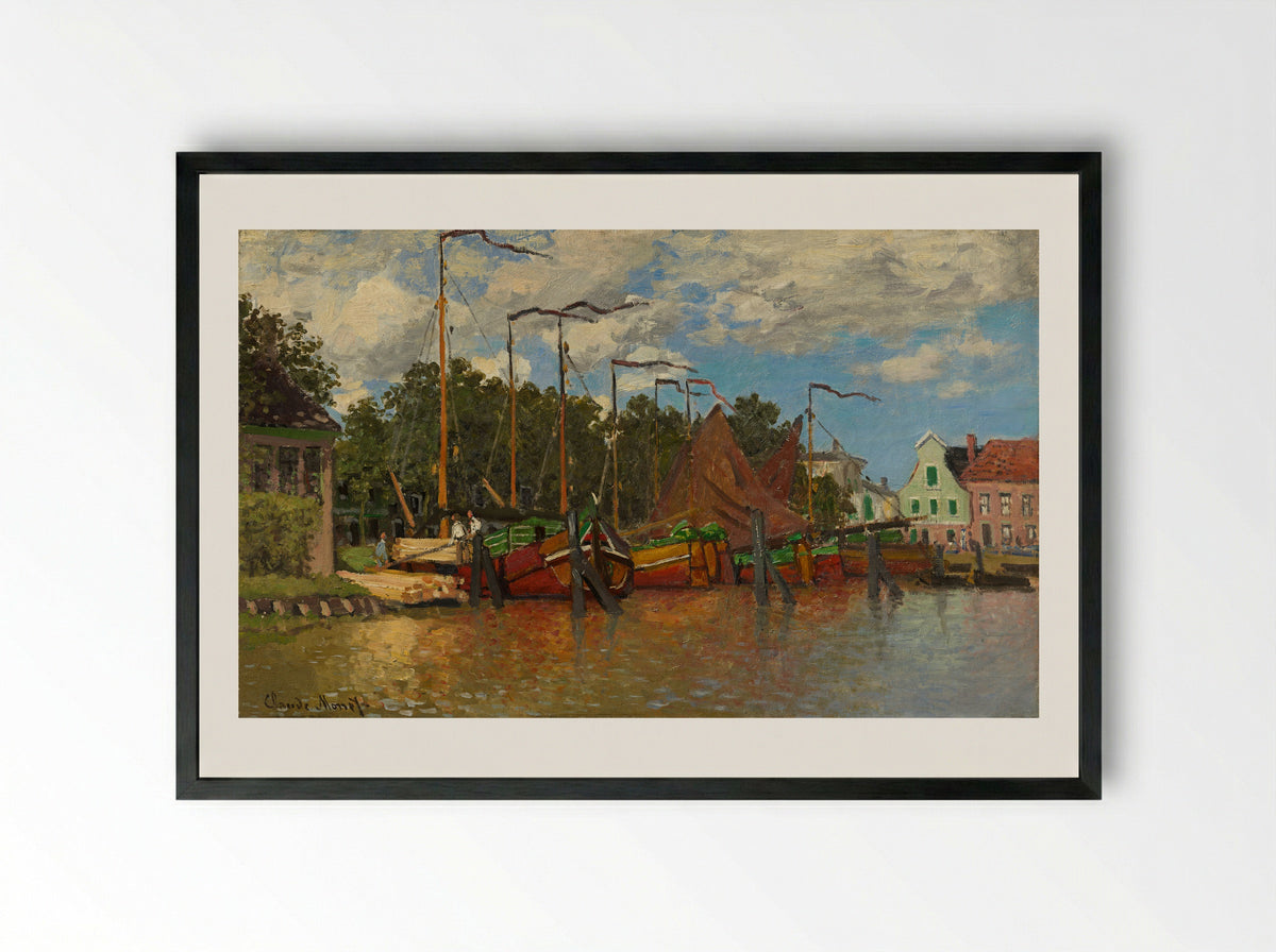 Boats at Zaandam - Claude Monet - Framed Print Black