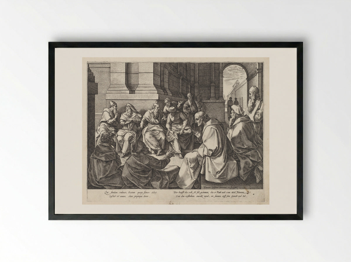 Boaz and the Elders - Adriaan de Weerdt - Framed Print Black