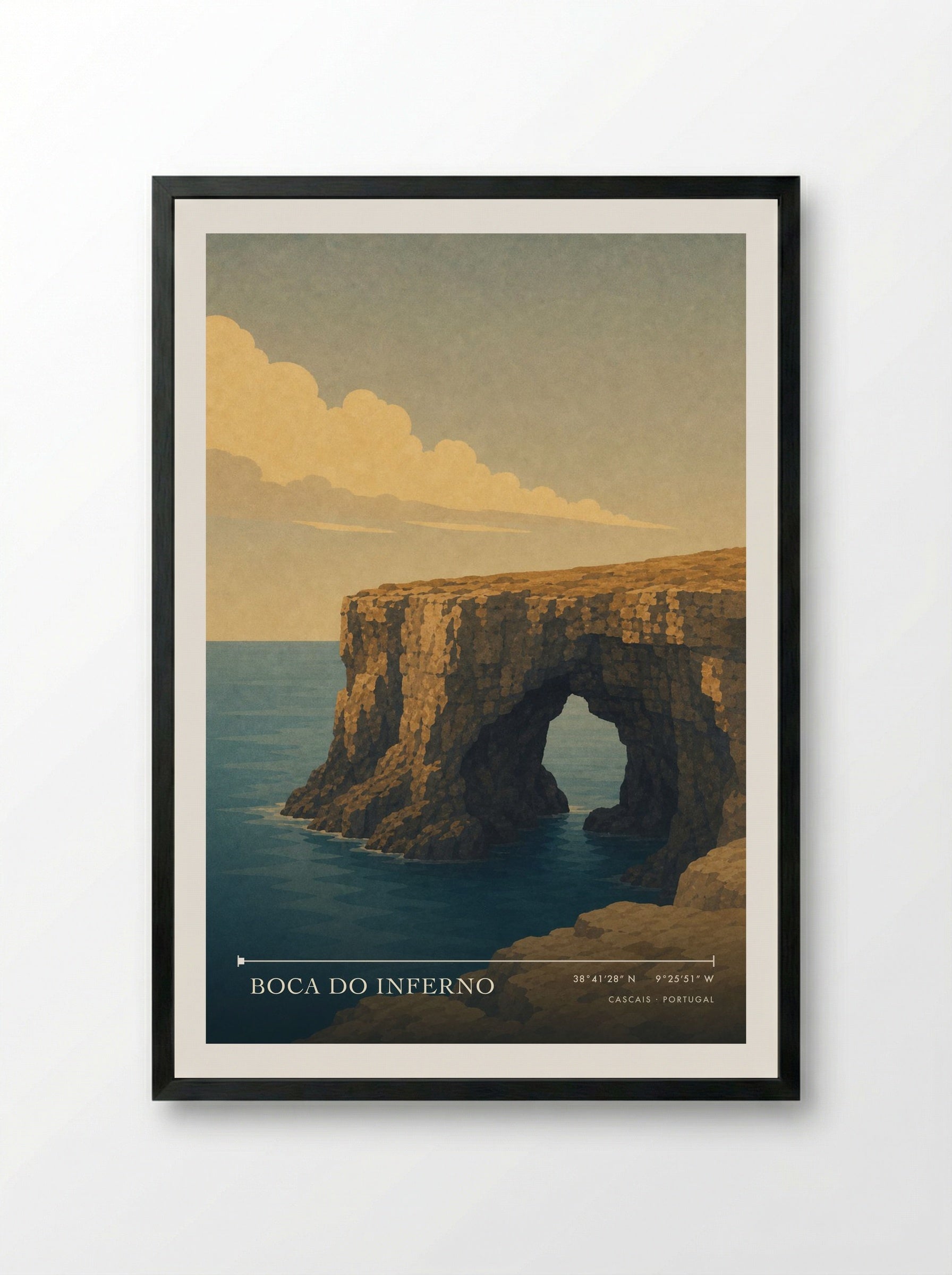 Boca do Inferno Travel Poster Artwork - Framed Print Black