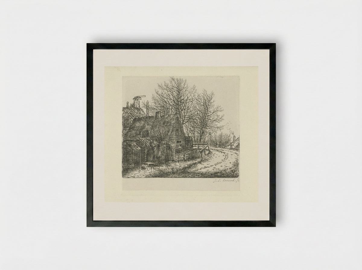 Bocht langs een rivier - Jacobus Ludovicus Cornet - Framed Print Black