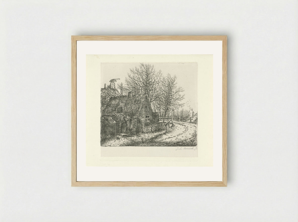 Bocht langs een rivier - Jacobus Ludovicus Cornet - Framed Print Wood