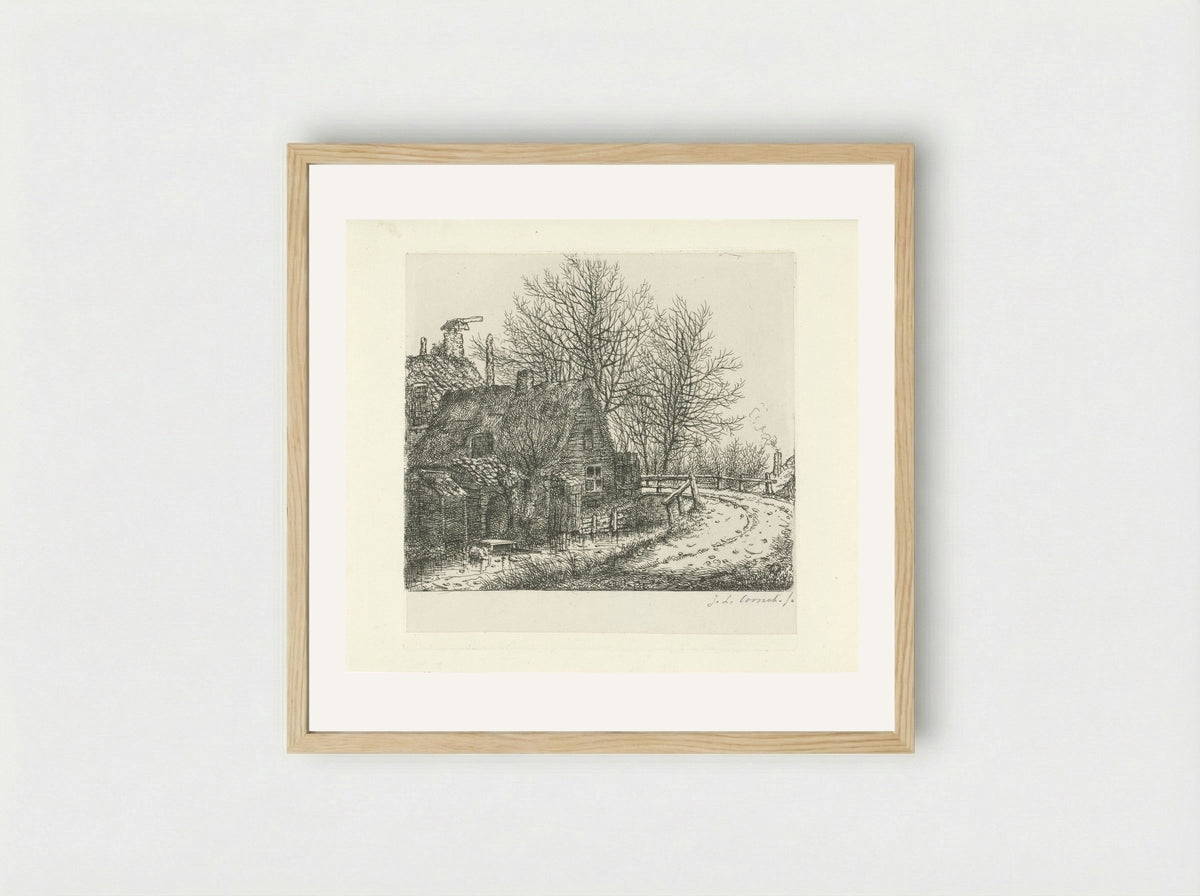 Bocht langs een rivier - Jacobus Ludovicus Cornet - Framed Print Wood