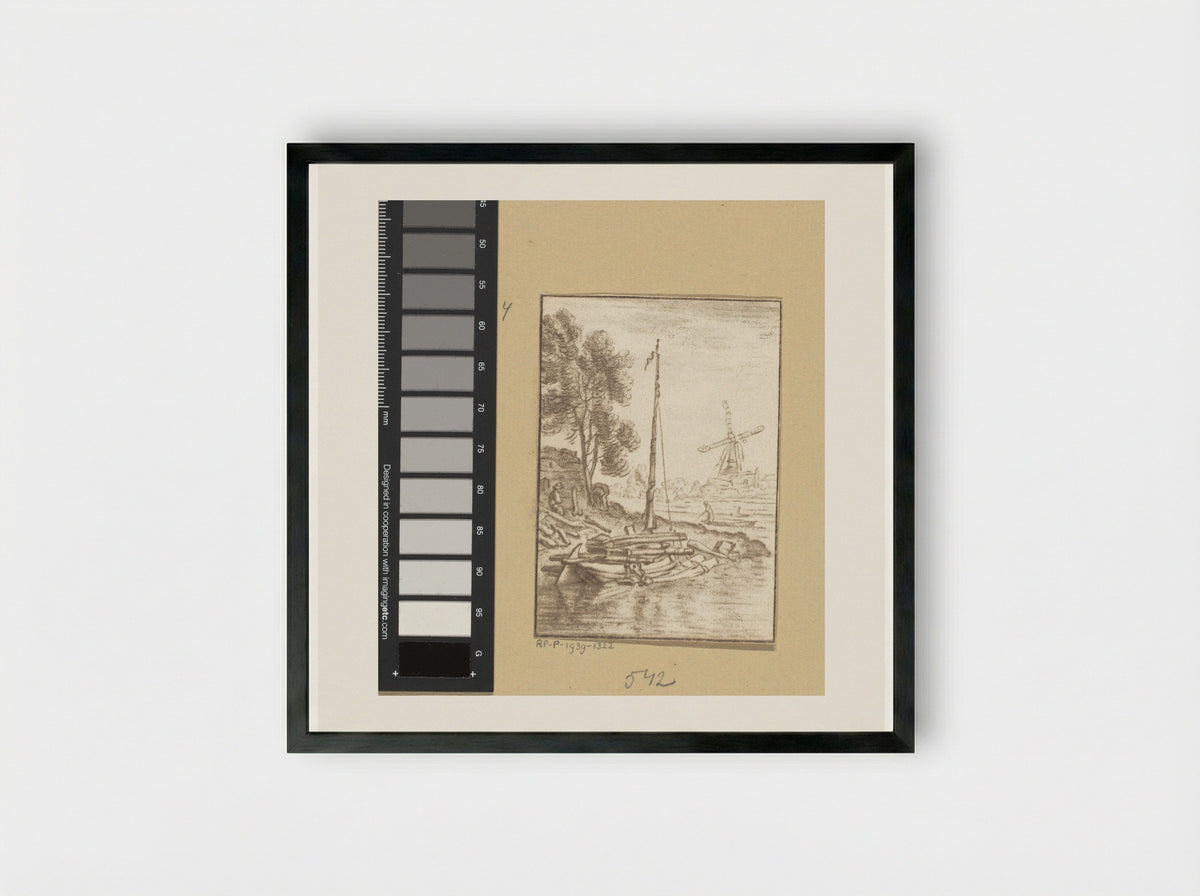 Bochtige rivier - Cornelis Ploos van Amstel - Framed Print Black
