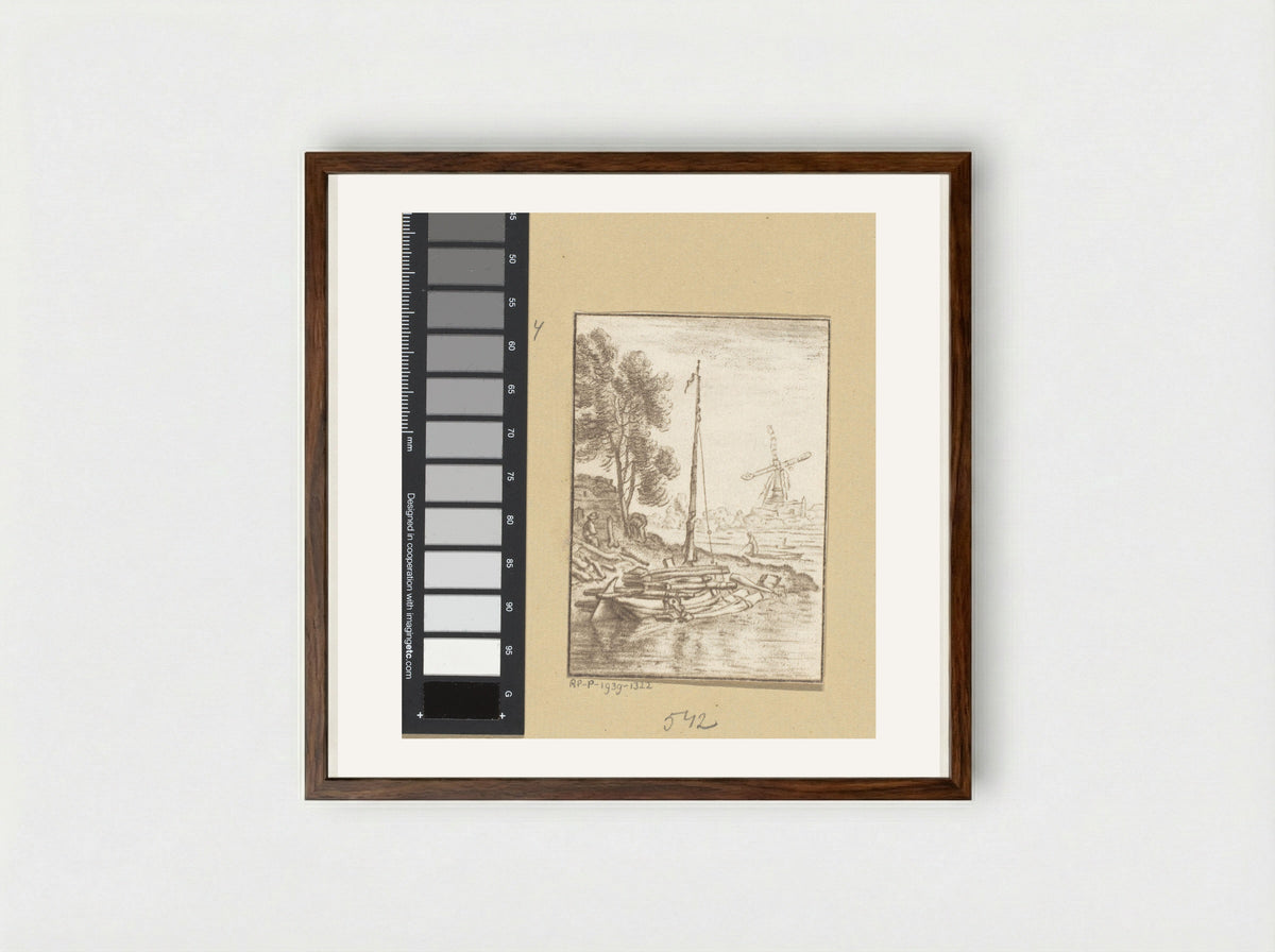 Bochtige rivier - Cornelis Ploos van Amstel - Framed Print Dark Wood