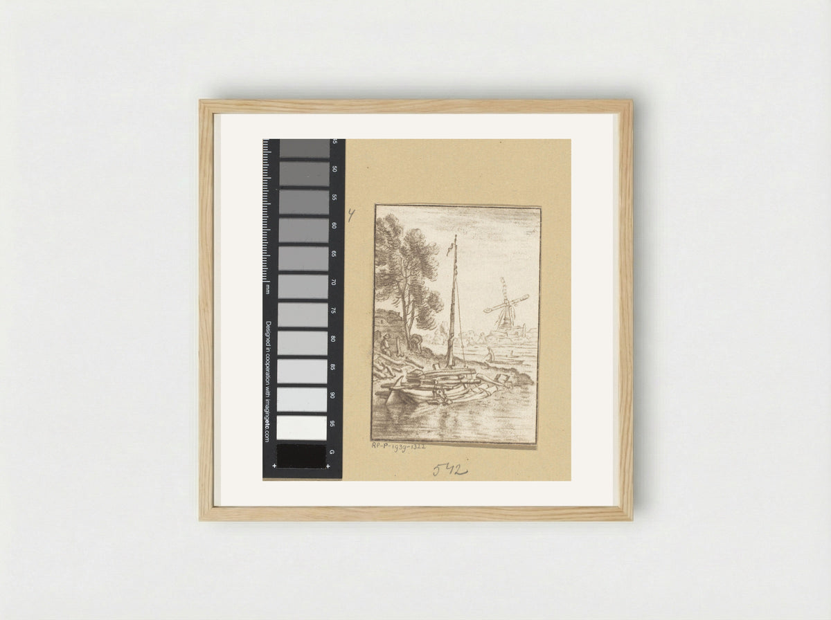 Bochtige rivier - Cornelis Ploos van Amstel - Framed Print Wood