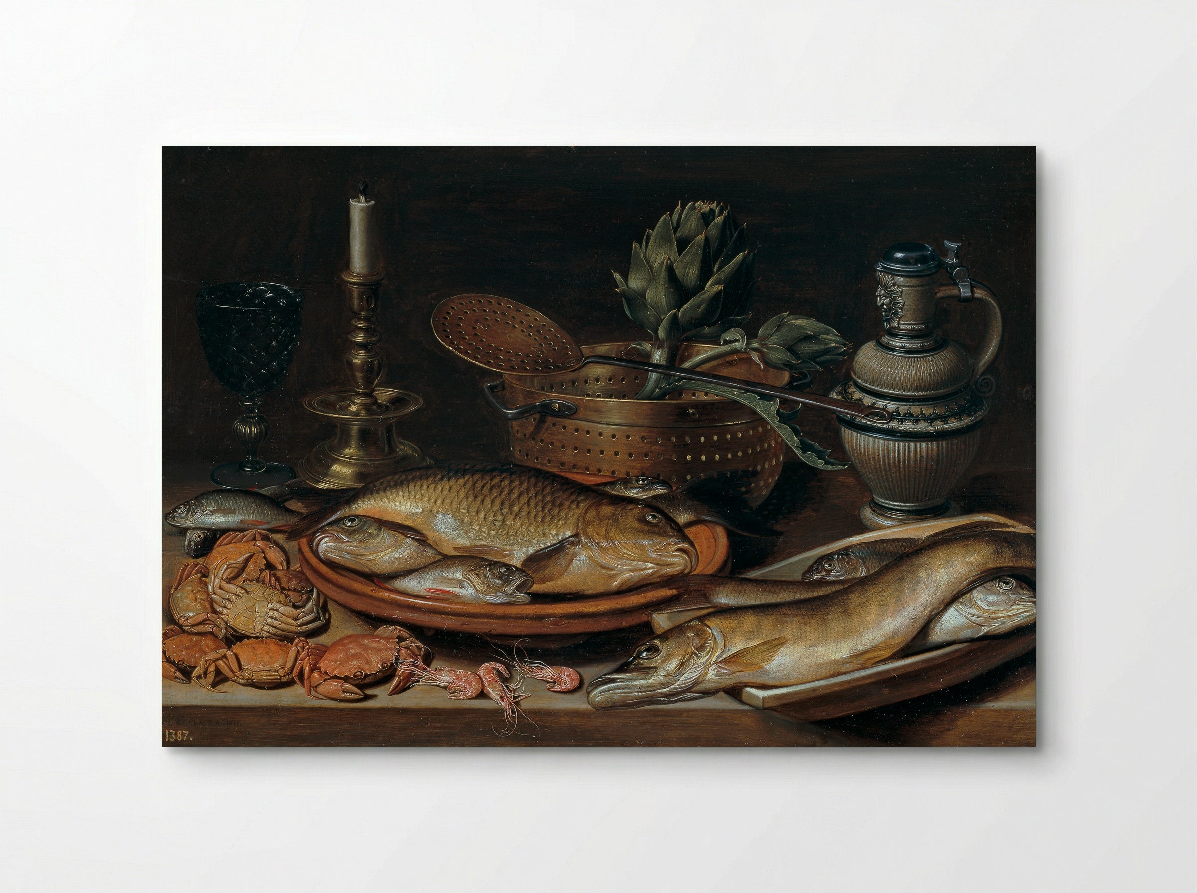 Bodegón (Still Life with Fish, Artichoke, and Crab) - Clara Peeters - Poster