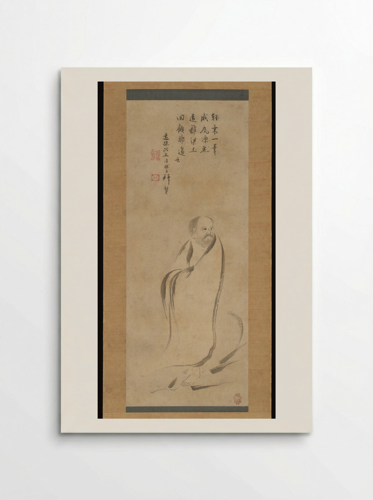 Bodhidharma Crossing the Yangzi River on a Reed - Kano Genshun - Poster
