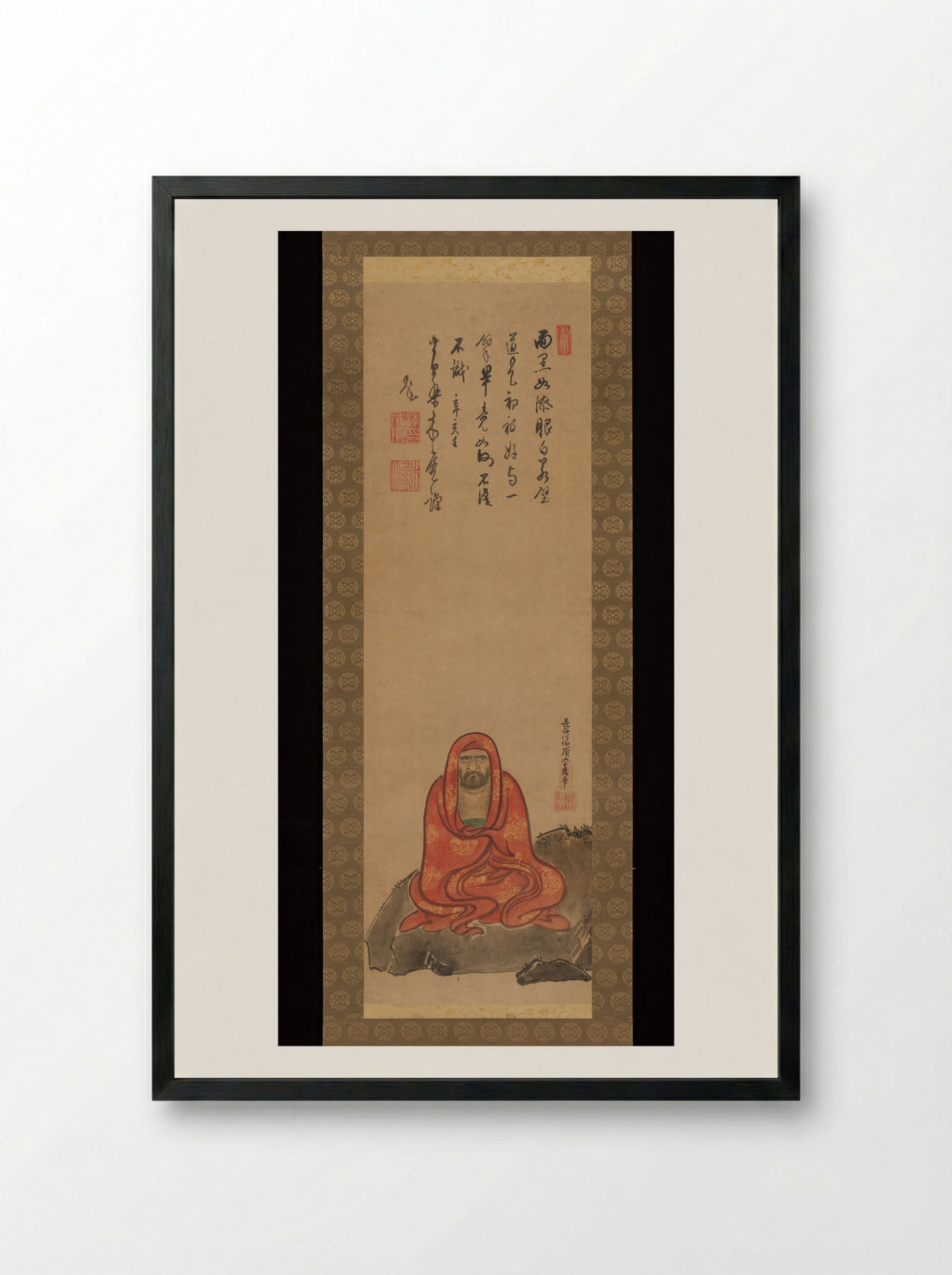 Bodhidharma in Red Robes - Hasegawa Hakujun - Framed Print Black