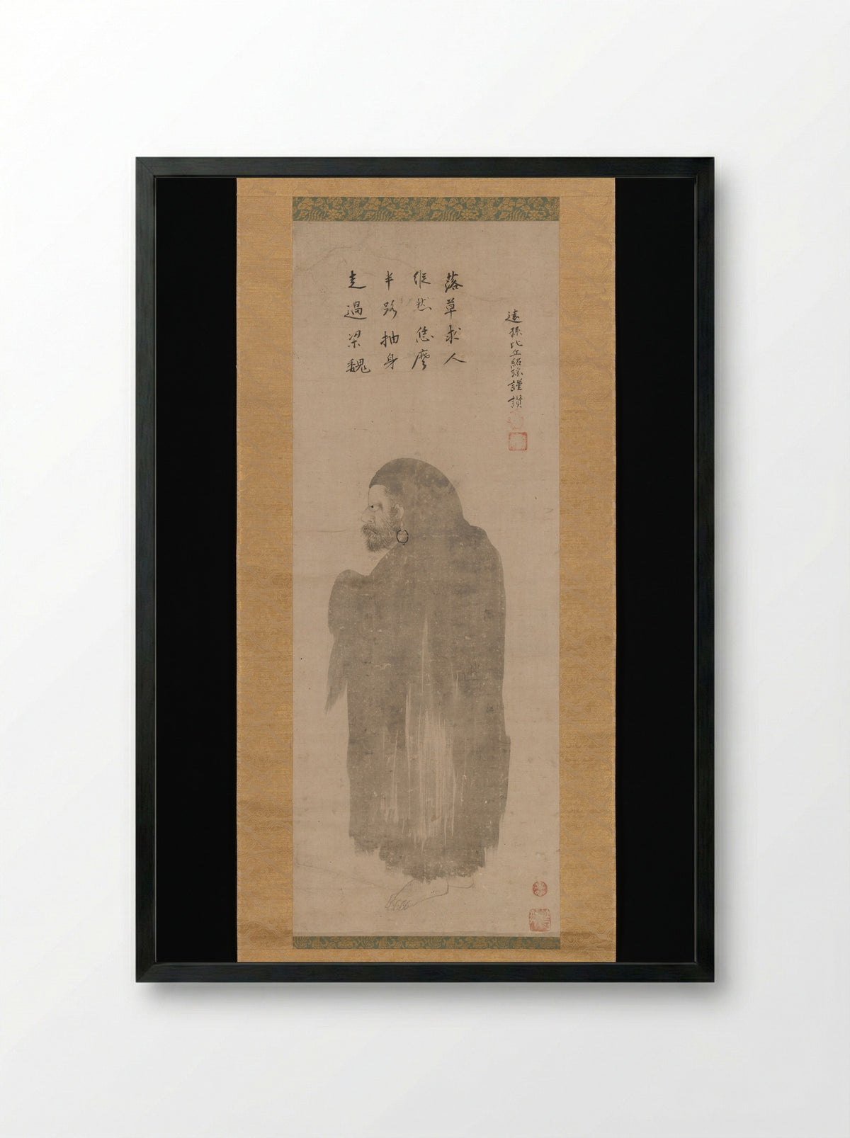 Bodhidharma - Unkoku Tōgan - Framed Print Black