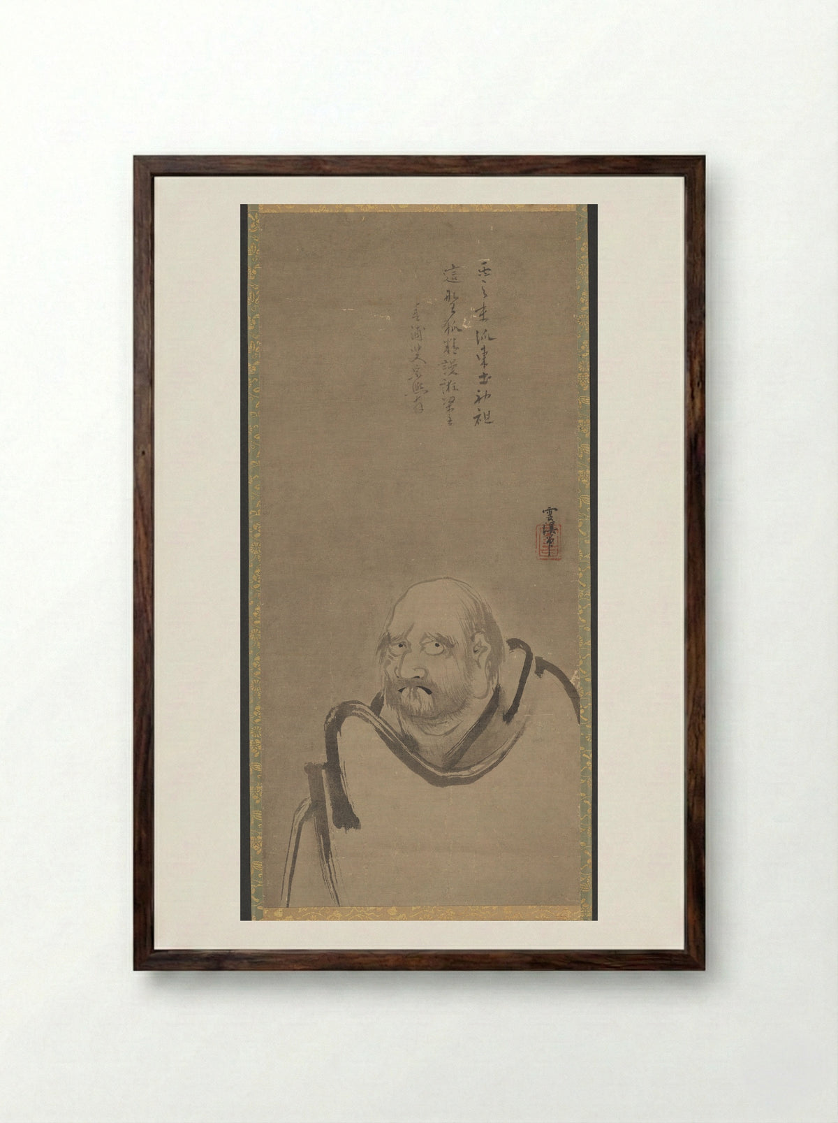 Bodhidharma - Unkei Eii - Framed Print Dark Wood