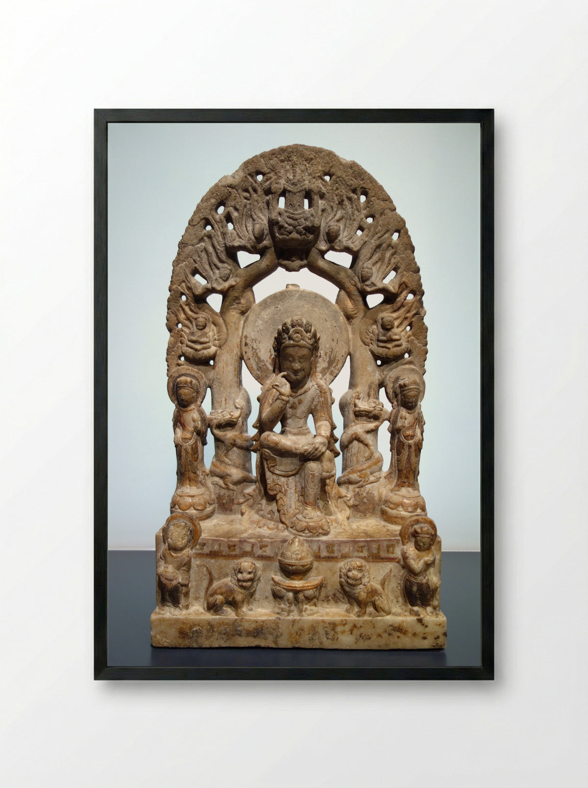 Bodhisattva Maitreya - Unknown Chinese Sculptor - Framed Print Black