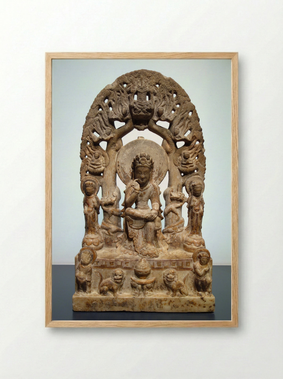 Bodhisattva Maitreya - Unknown Chinese Sculptor - Framed Print Wood