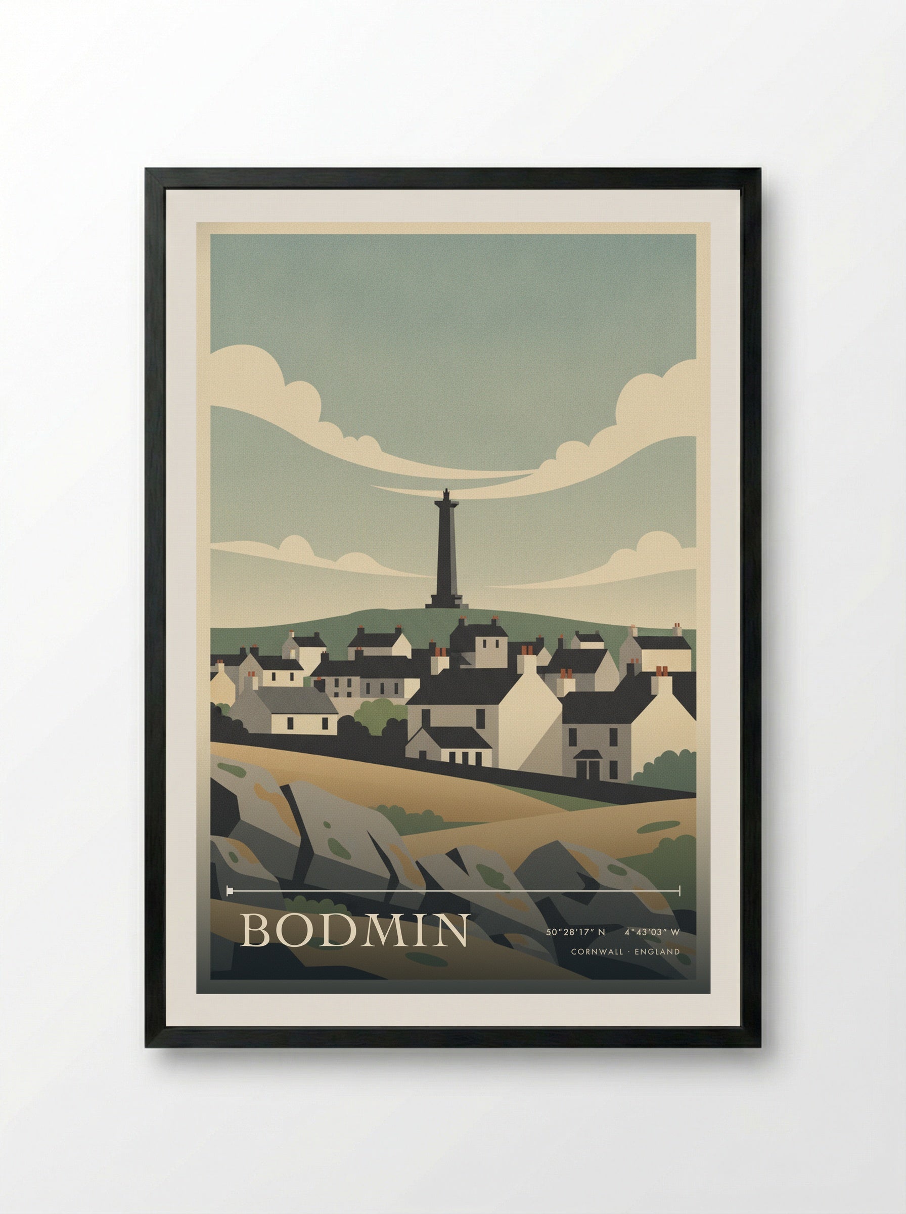 Bodmin Cornwall England Travel Poster - Framed Print Black