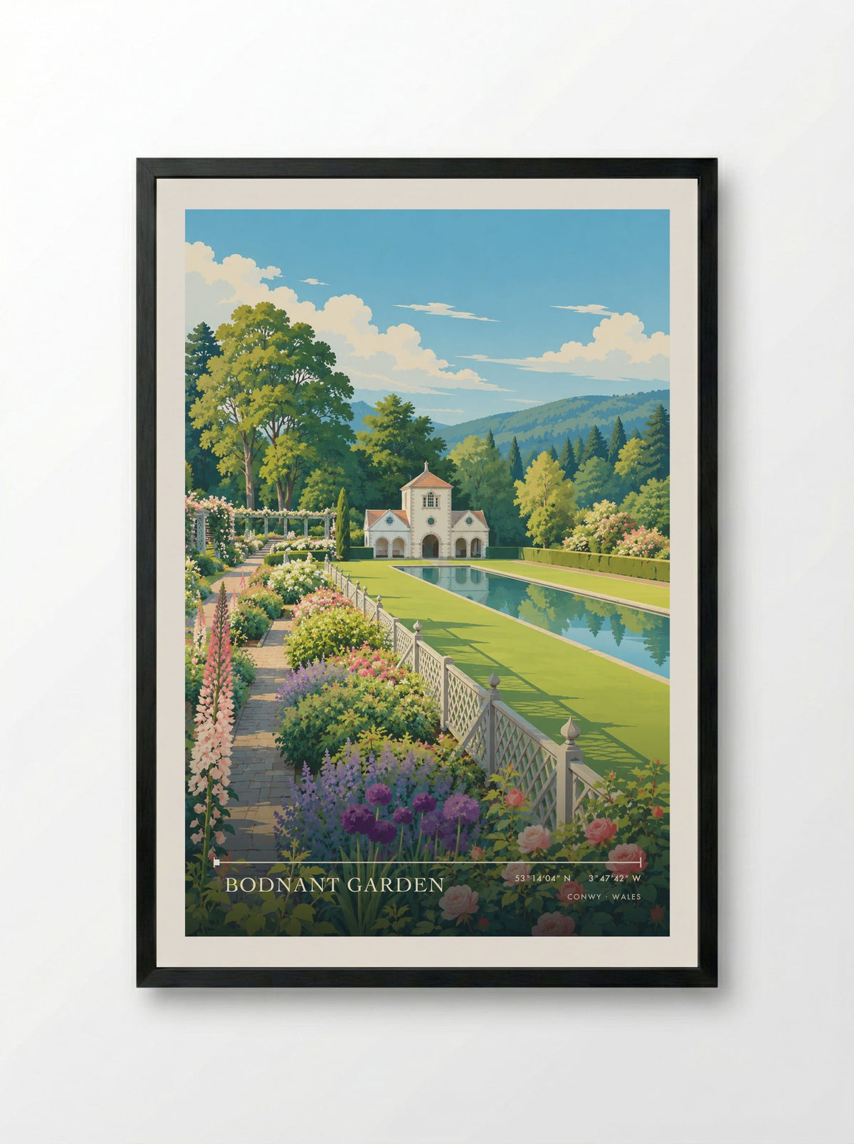 Bodnant Garden, Conwy | Travel Poster - Framed Print Black