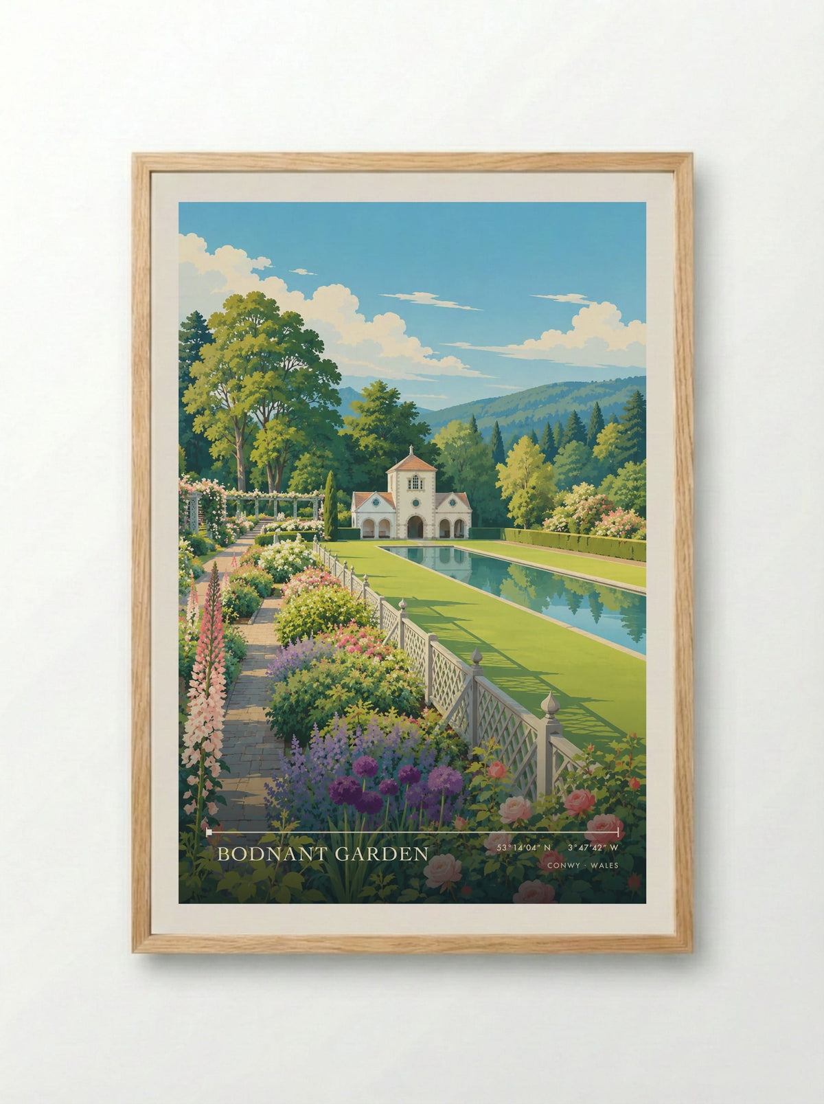 Bodnant Garden, Conwy | Travel Poster - Framed Print Wood