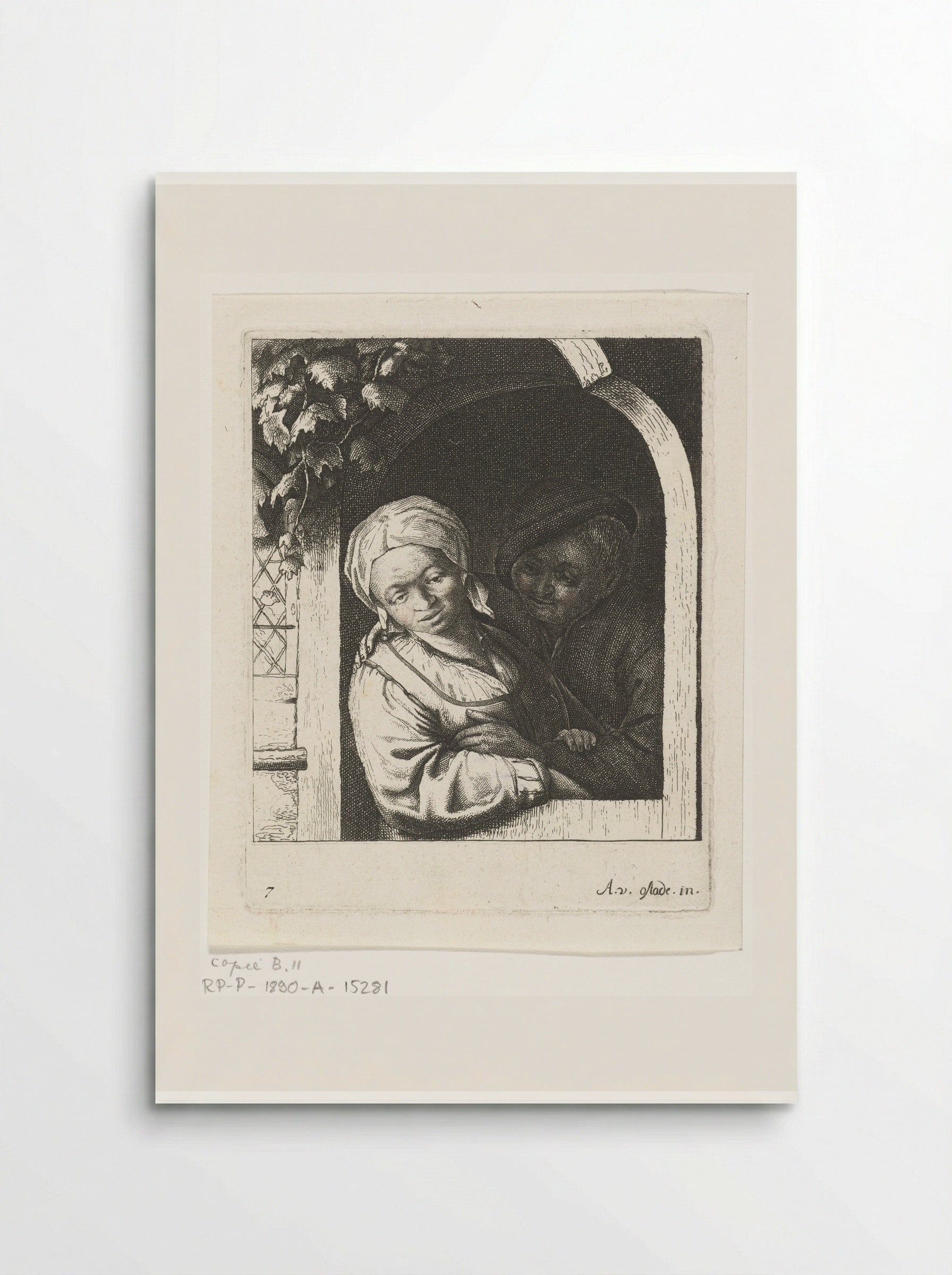 Boer en boerin als liefdespaar in deuropening - Abraham Bloteling - Poster