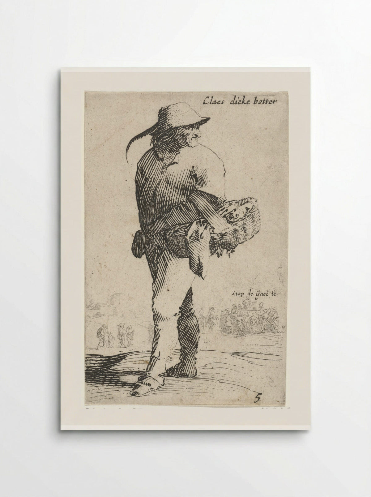 Boer met mand aan linker arm, achteromkijkend - Salomon Savery - Poster