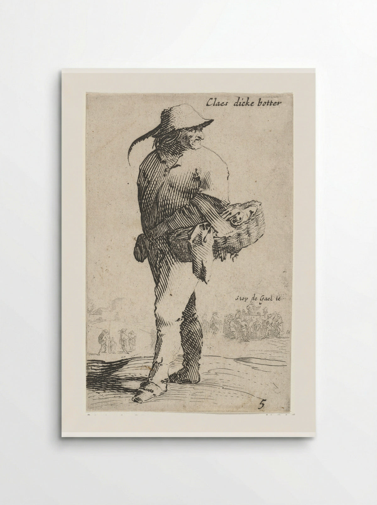 Boer met mand aan linker arm, achteromkijkend - Salomon Savery - Poster