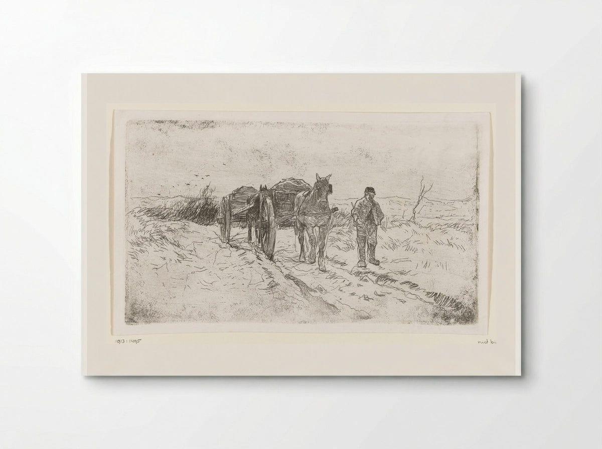 Boer naast twee door paarden getrokken karren - Anton Mauve - Poster