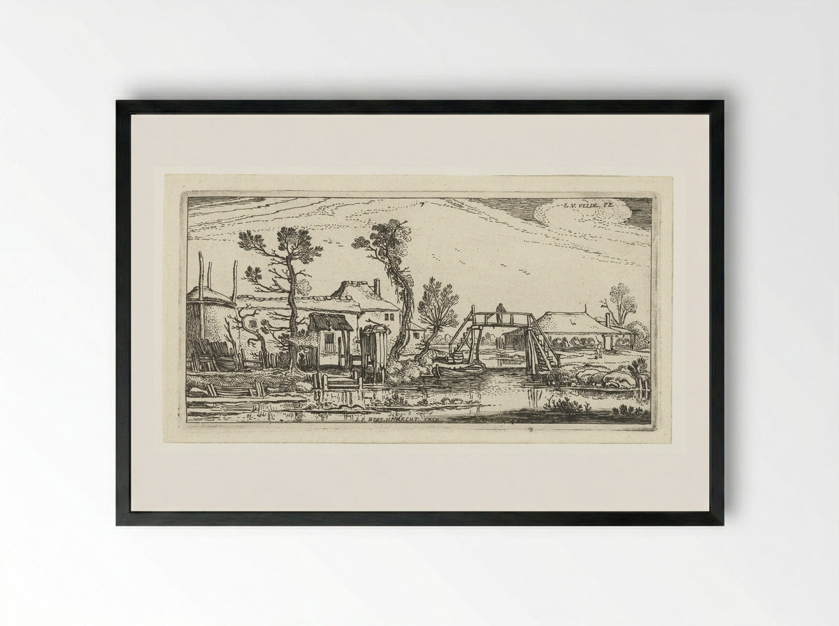 Boerderij aan een kanaal bij Haarlem - Johannes Pietersz. Berendrecht - Framed Print Black