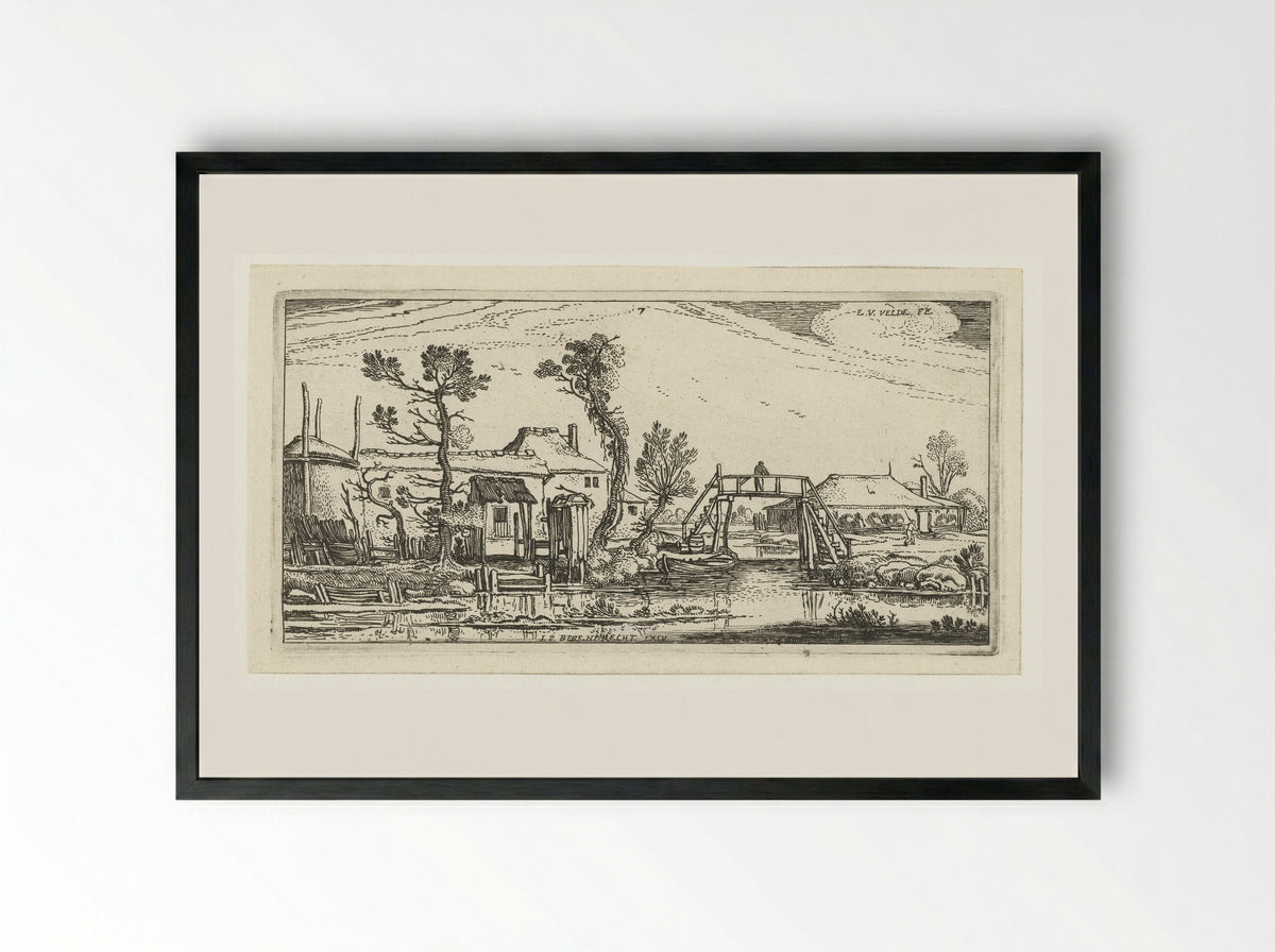 Boerderij aan een kanaal bij Haarlem - Johannes Pietersz. Berendrecht - Framed Print Black