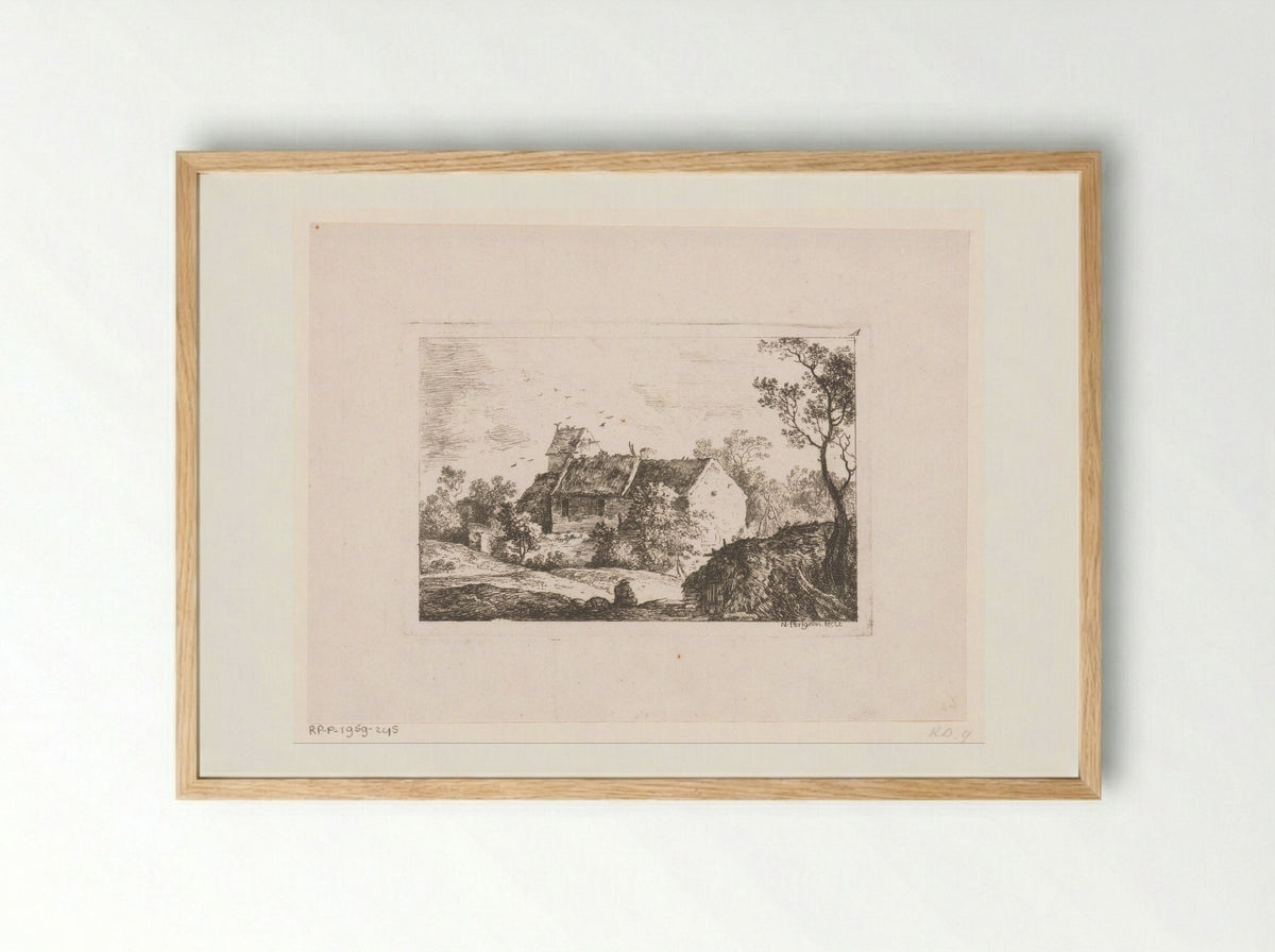 Boerderij met duiventil - Alexis Nicolas Pérignon - Framed Print Wood