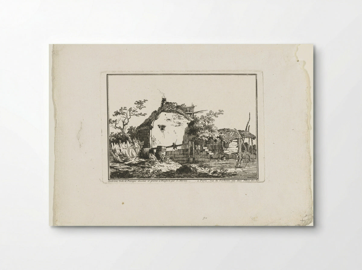 Boerderij met hooiberg aan het water - François Etienne Joubert - Poster