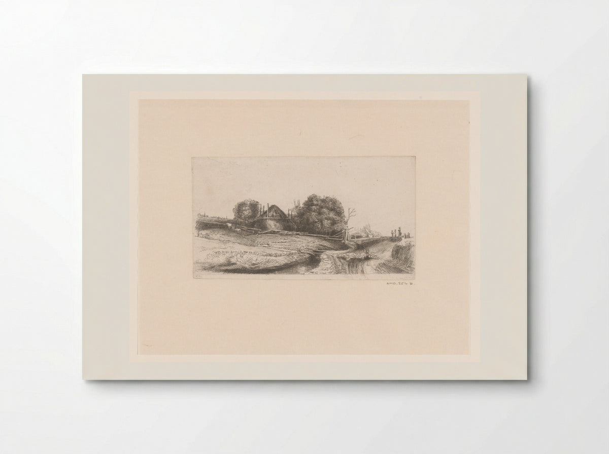 Boerderij met hooimijt aan de Diemerdijk: met een kudde schapen - Claude Henri Watelet - Poster
